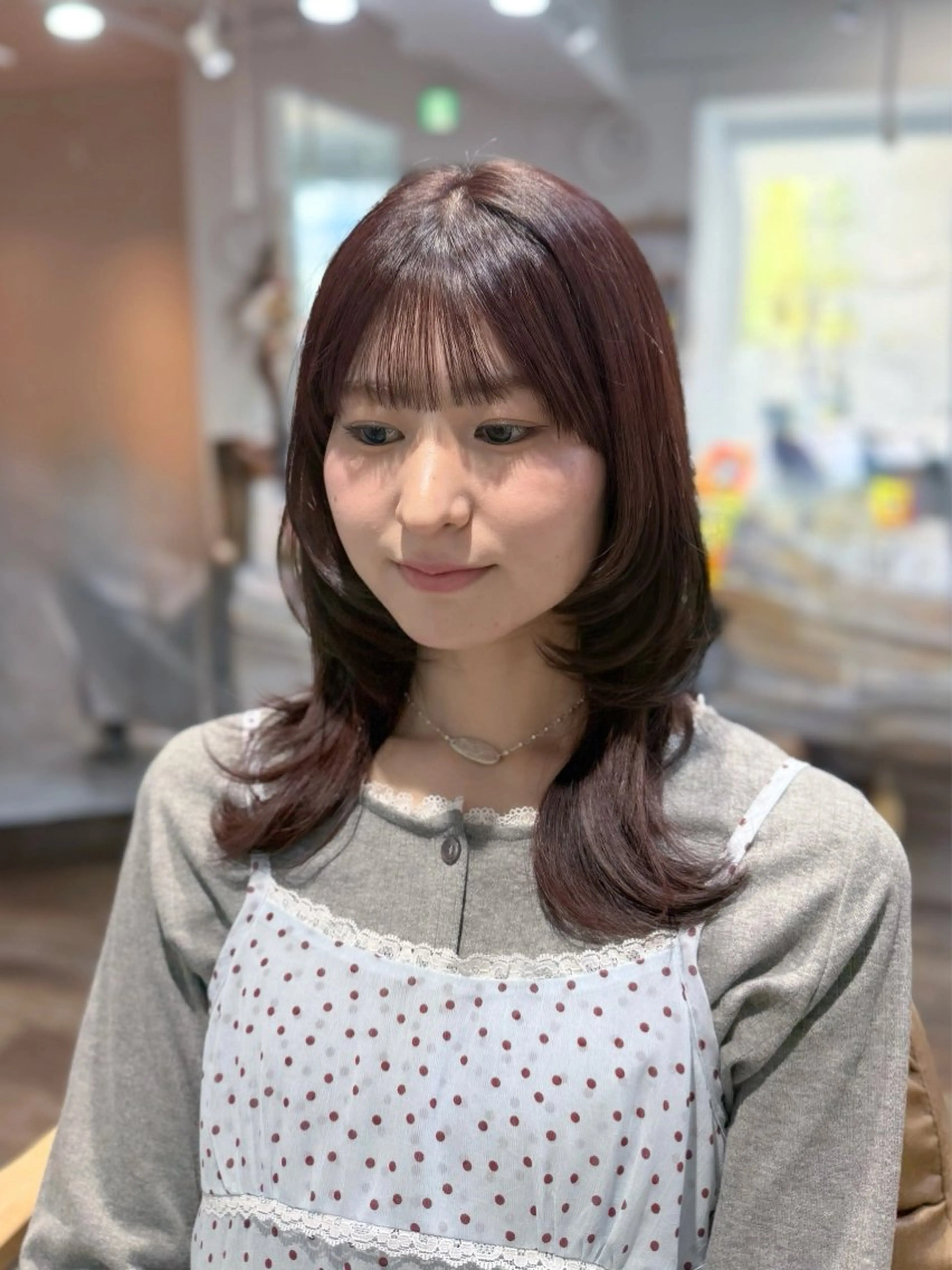 セミロング ピンクブラウン レイヤーカット カット ヘアカラー トリートメント ピンク・ラベンダー/ レイヤー/NANAのヘアスタイル