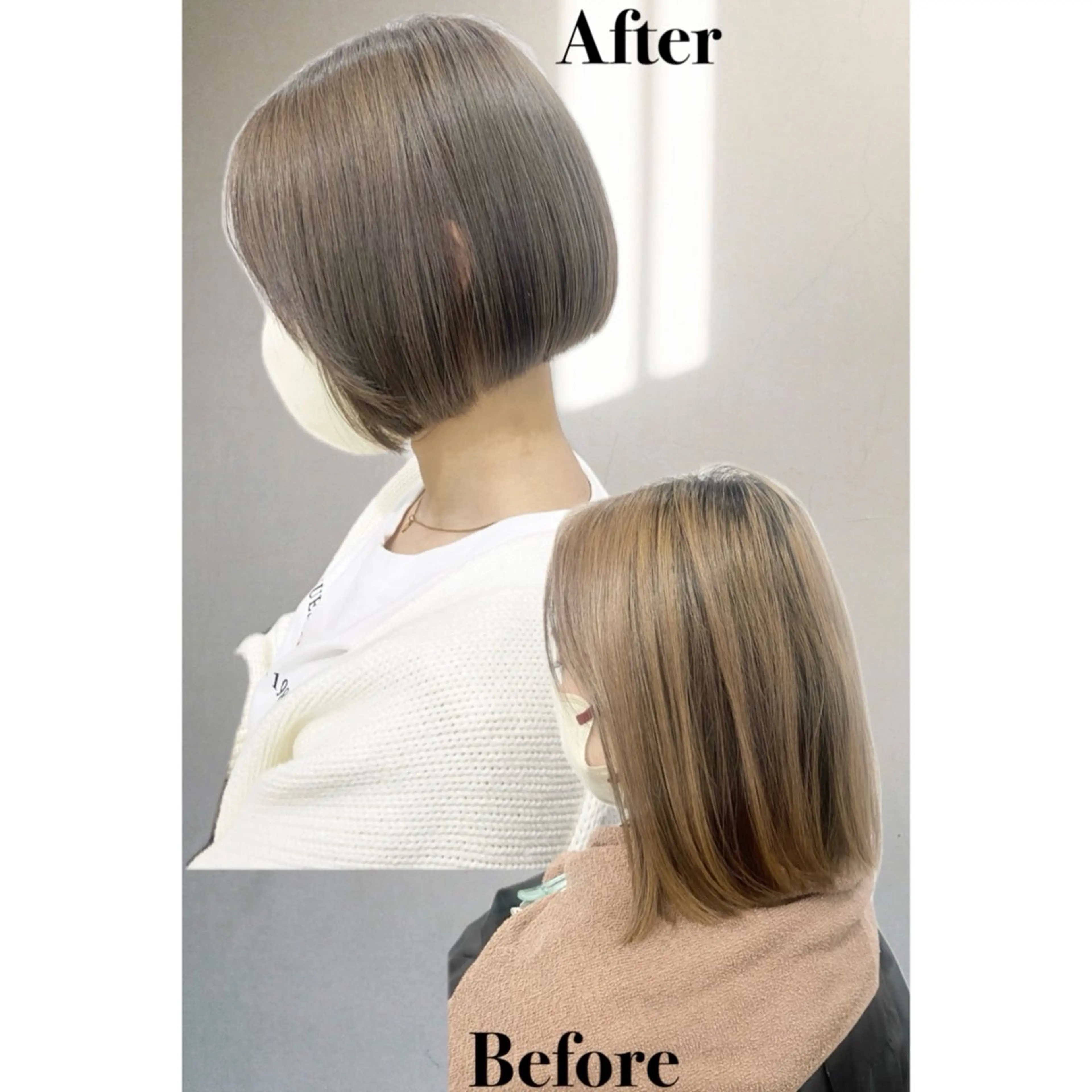 ミディアム ボブ カット ヘアカラー トリートメント ＳＨＩ ＺＵのヘアスタイル