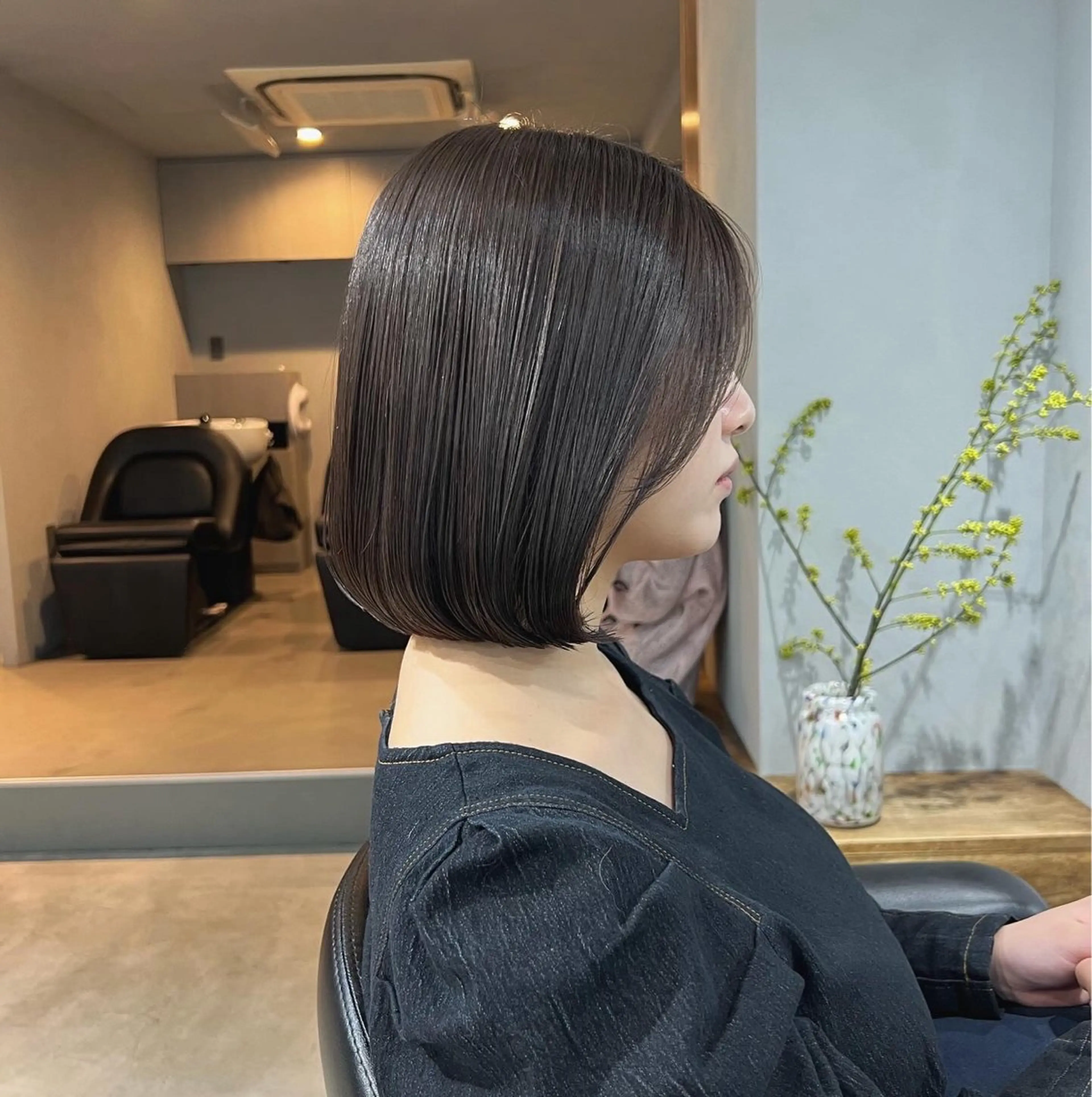 ミディアム カラー ヘアカラー トリートメント akane/ボブ /オリーブベージュのヘアスタイル