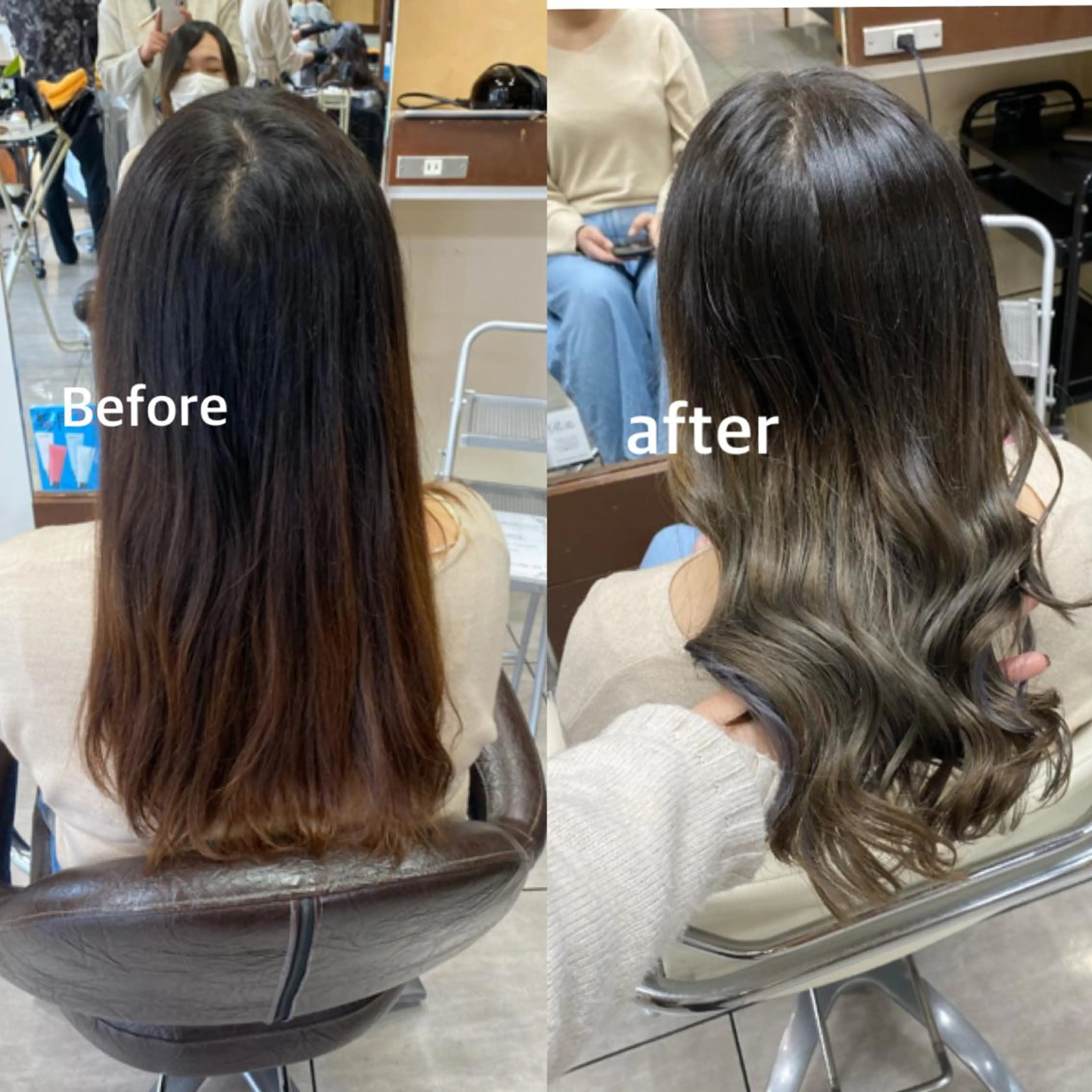 セミロング カラー ヘアアレンジ ヘアカラー トリートメント 川上 麻梨阿のヘアスタイル