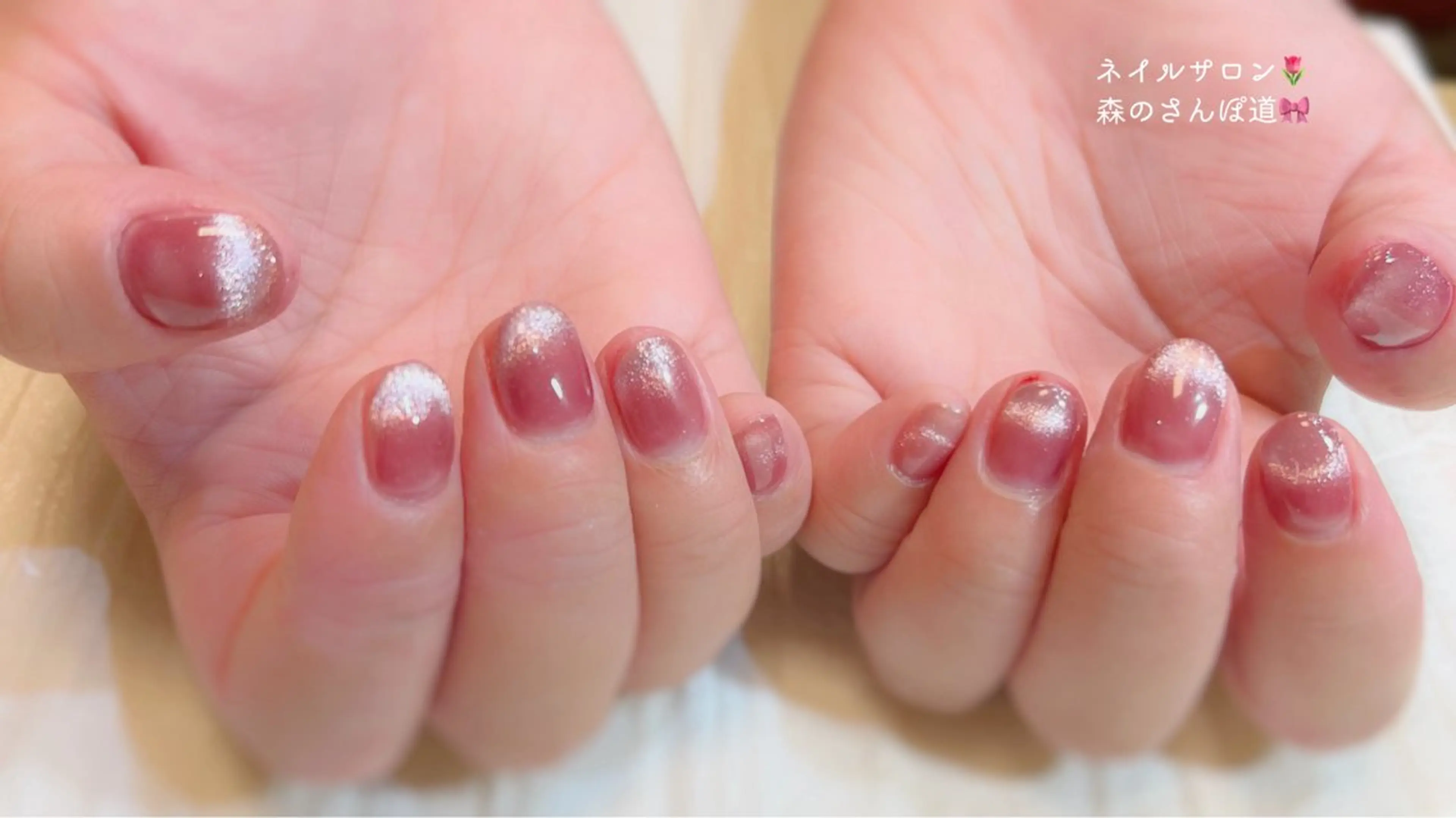 ネイル ハンドネイル ショートネイル 森のさんぽ道のネイルデザイン