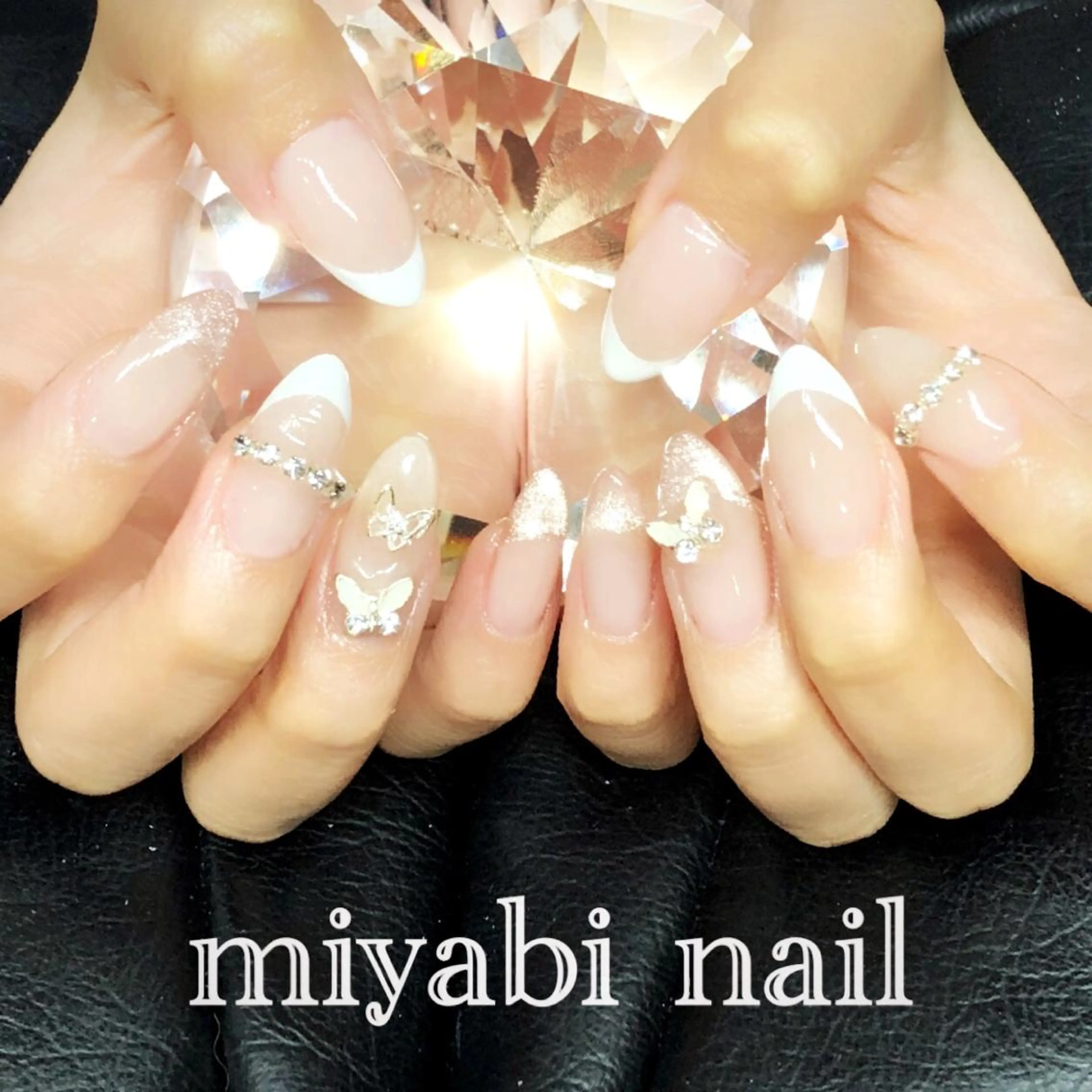 ネイル 長さ出し フレンチネイル ジェルネイル キラキラネイル マグネットネイル ハンドネイル miyabi nail 桂川駅近くのネイルデザイン