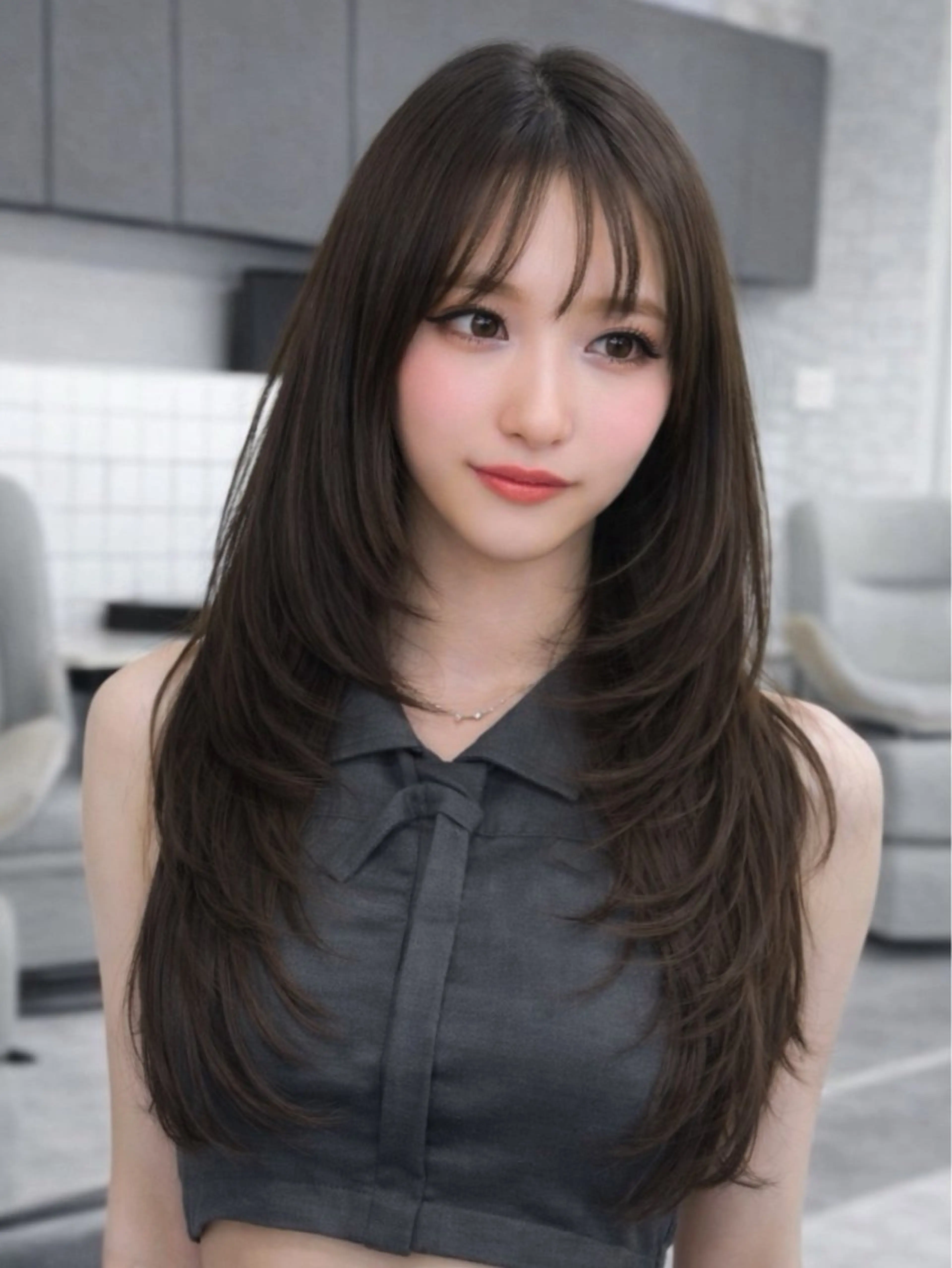 セミロング くびれヘア 顔周りカット 韓国風ヘア レイヤーカット シースルーバング カット ヘアカラー トリートメント ヘッドスパ ヘアセット 韓国ヘア×2way 🇰🇷和知拓郎のヘアスタイル