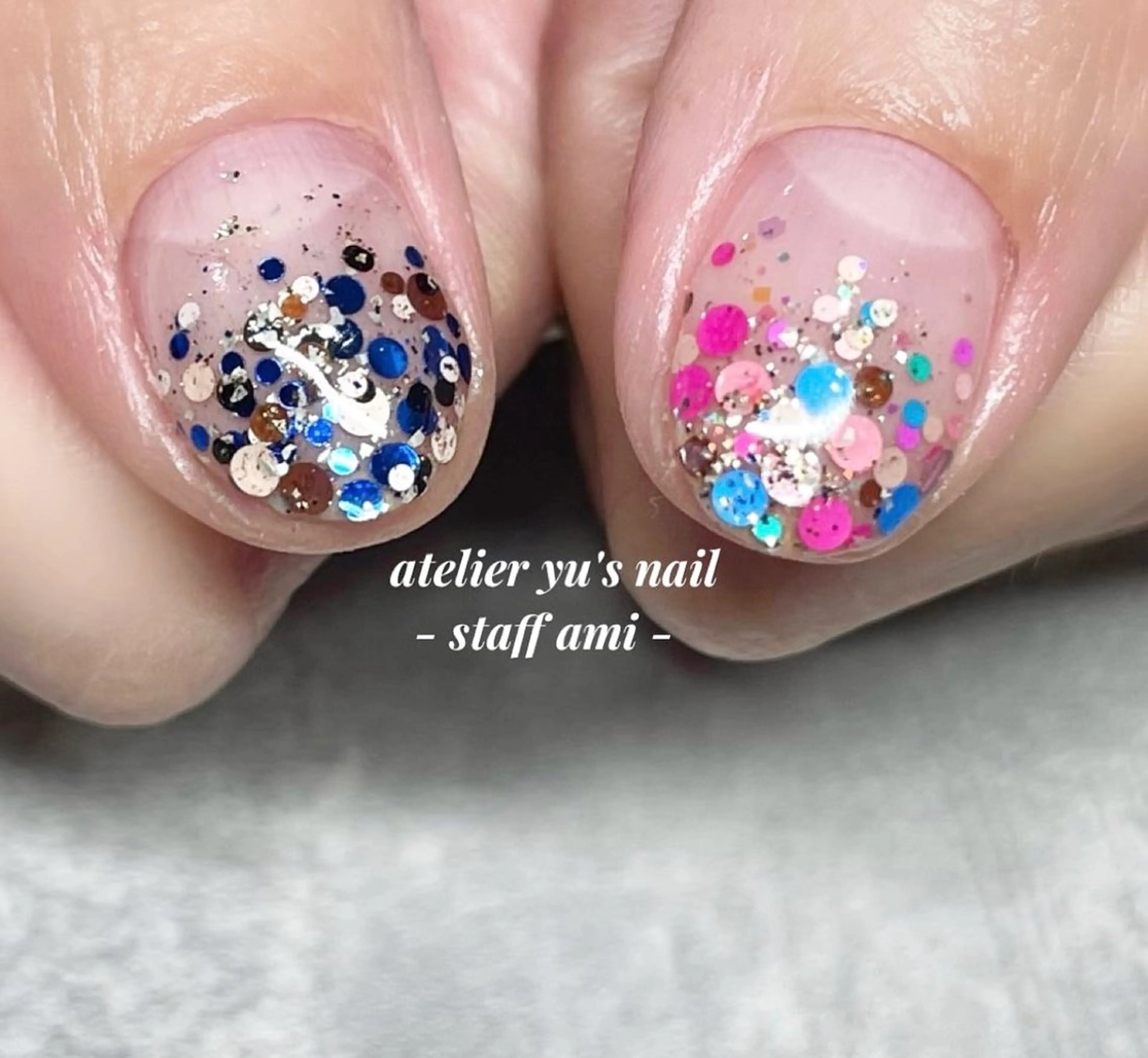 ネイル グラデーション ホログラムネイル キラキラネイル ラメ(グリッター) atelier yu's nailのネイルデザイン