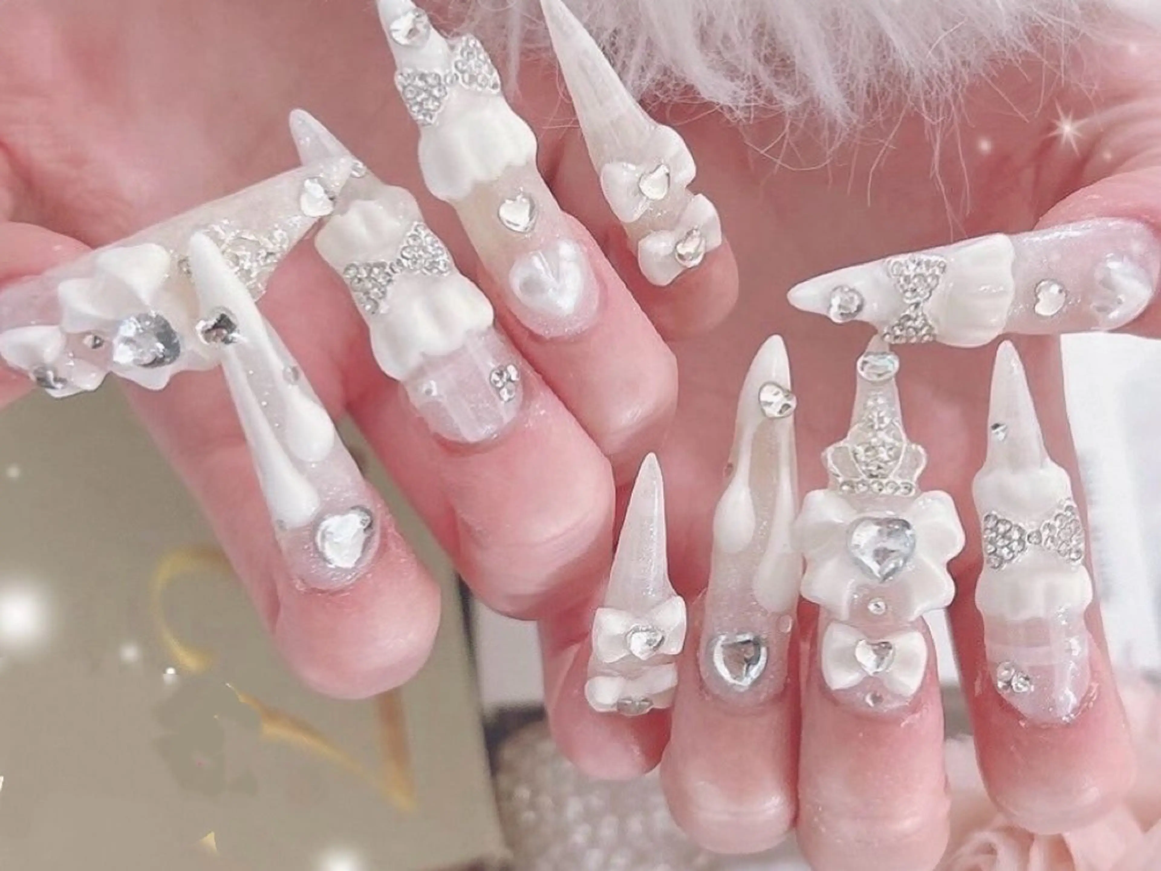 メンズ ネイル アートネイル フレンチネイル ジェルネイル キラキラネイル パラジェル ハンドネイル Bloom スカルプ専門店のネイルデザイン