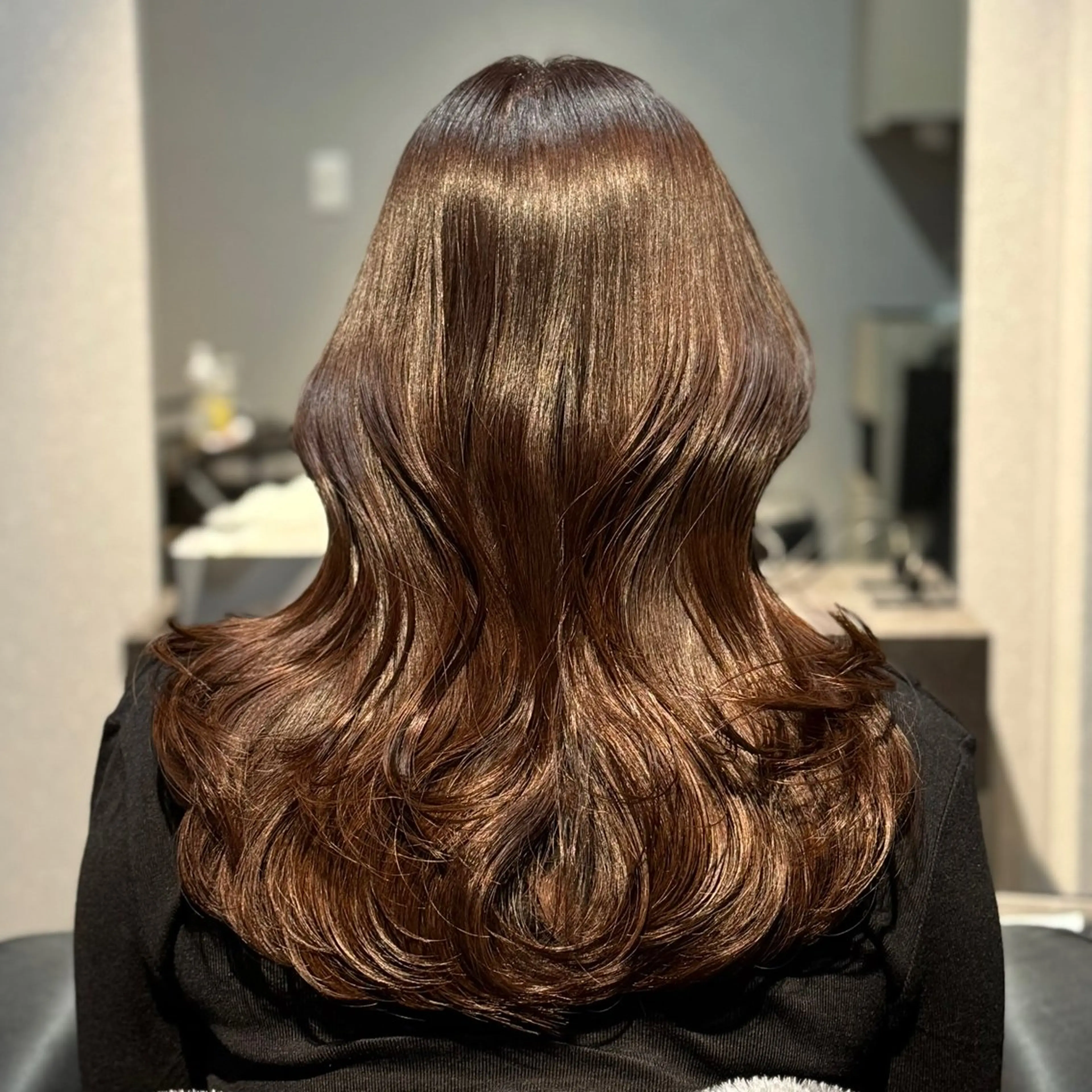 ロング カラー 黒髪 透明感カラー グレージュ オリーブカラー 髪質改善 ヘアカラー トリートメント 髪質改善Ⅰ透明感 艶カラーⅠたつやのヘアスタイル