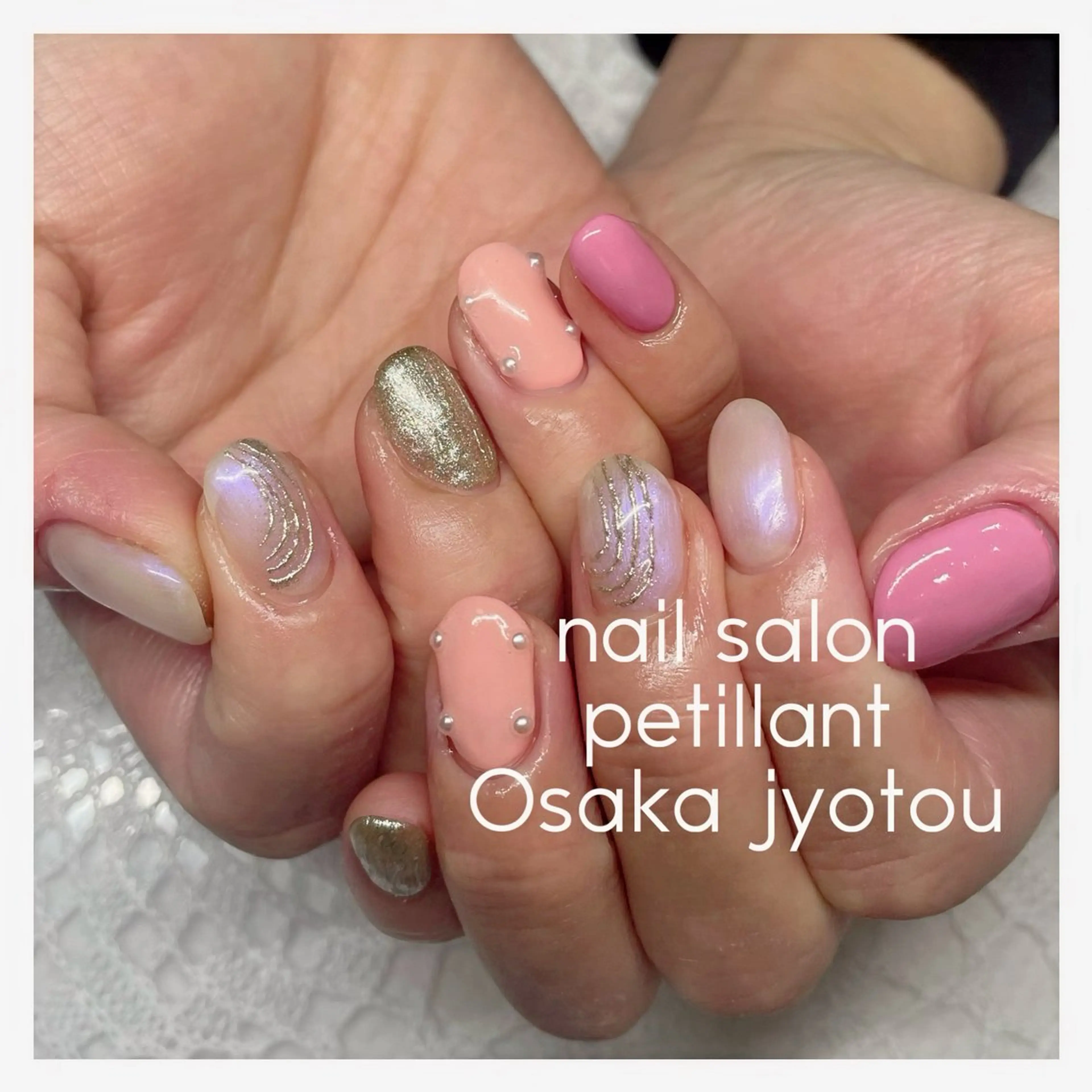ネイル アートネイル 持ち込み ピンク nail salon petillantのネイルデザイン