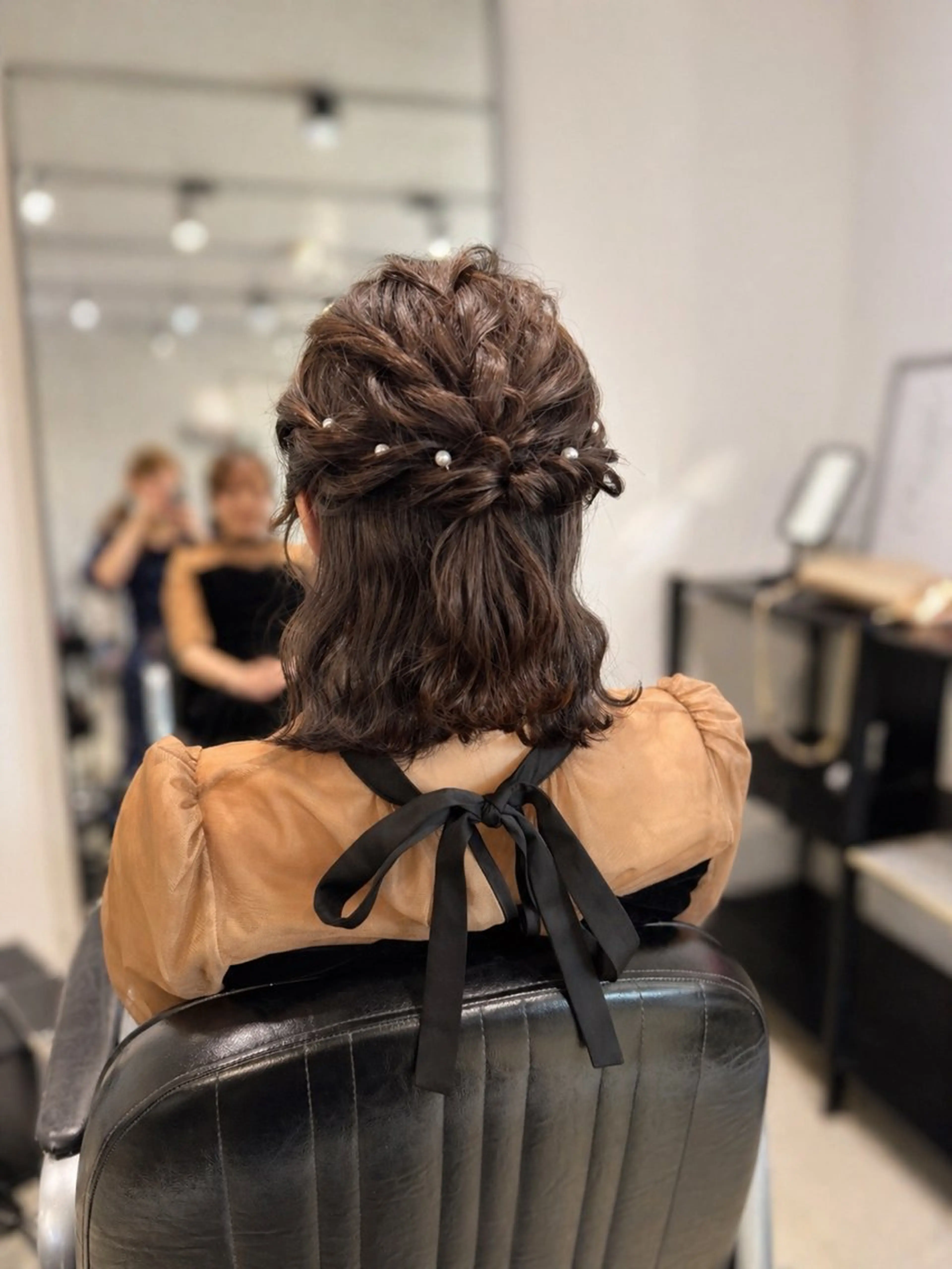 ミディアム カラー パーマ ヘアセット 透明感/オリーブ/ グレージュ/YUKAのヘアスタイル