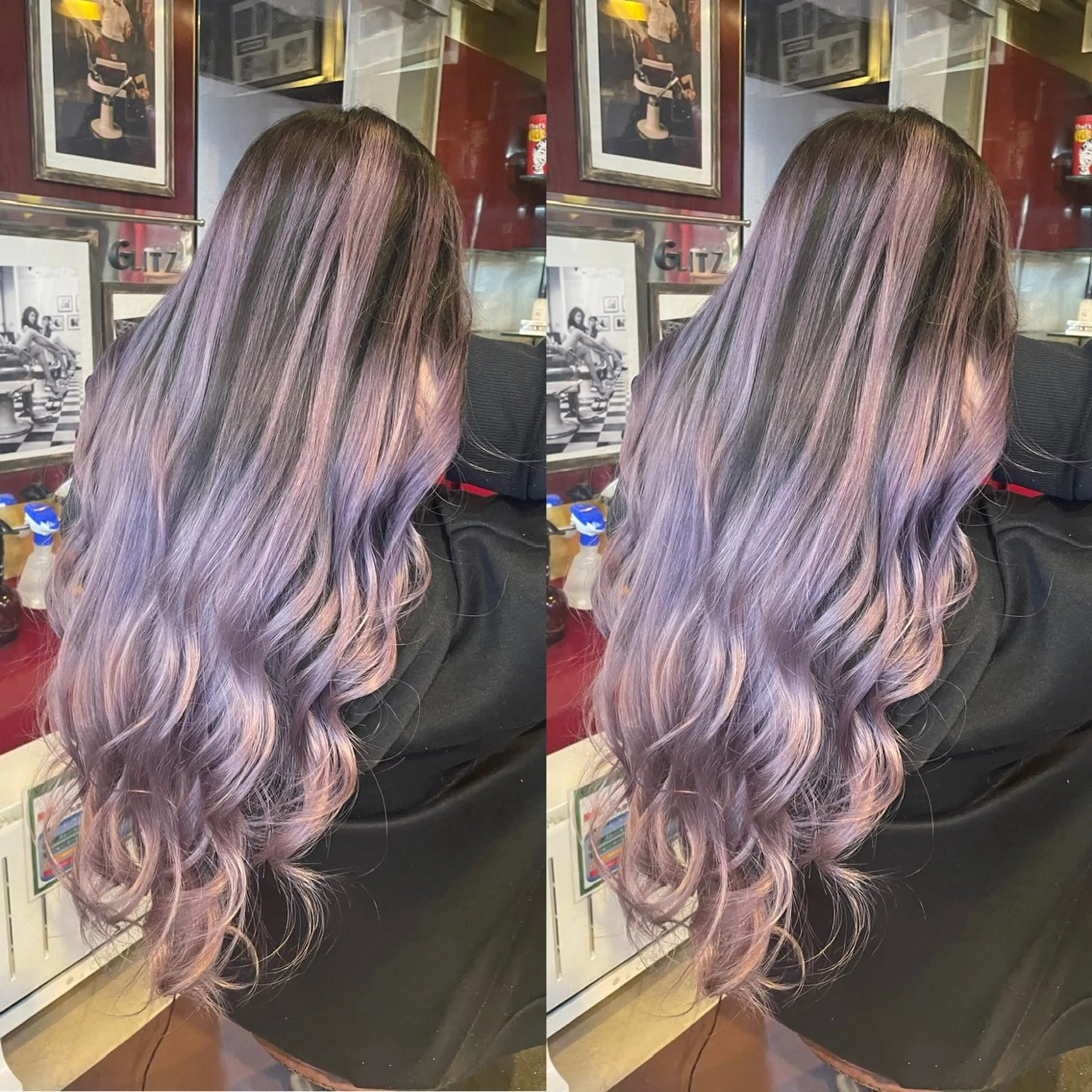 ロング カラー バレイヤージュ ブリーチ ケアブリーチ ラベンダーカラー シルバー 👑派手髪/カット 👑ANRYのヘアスタイル