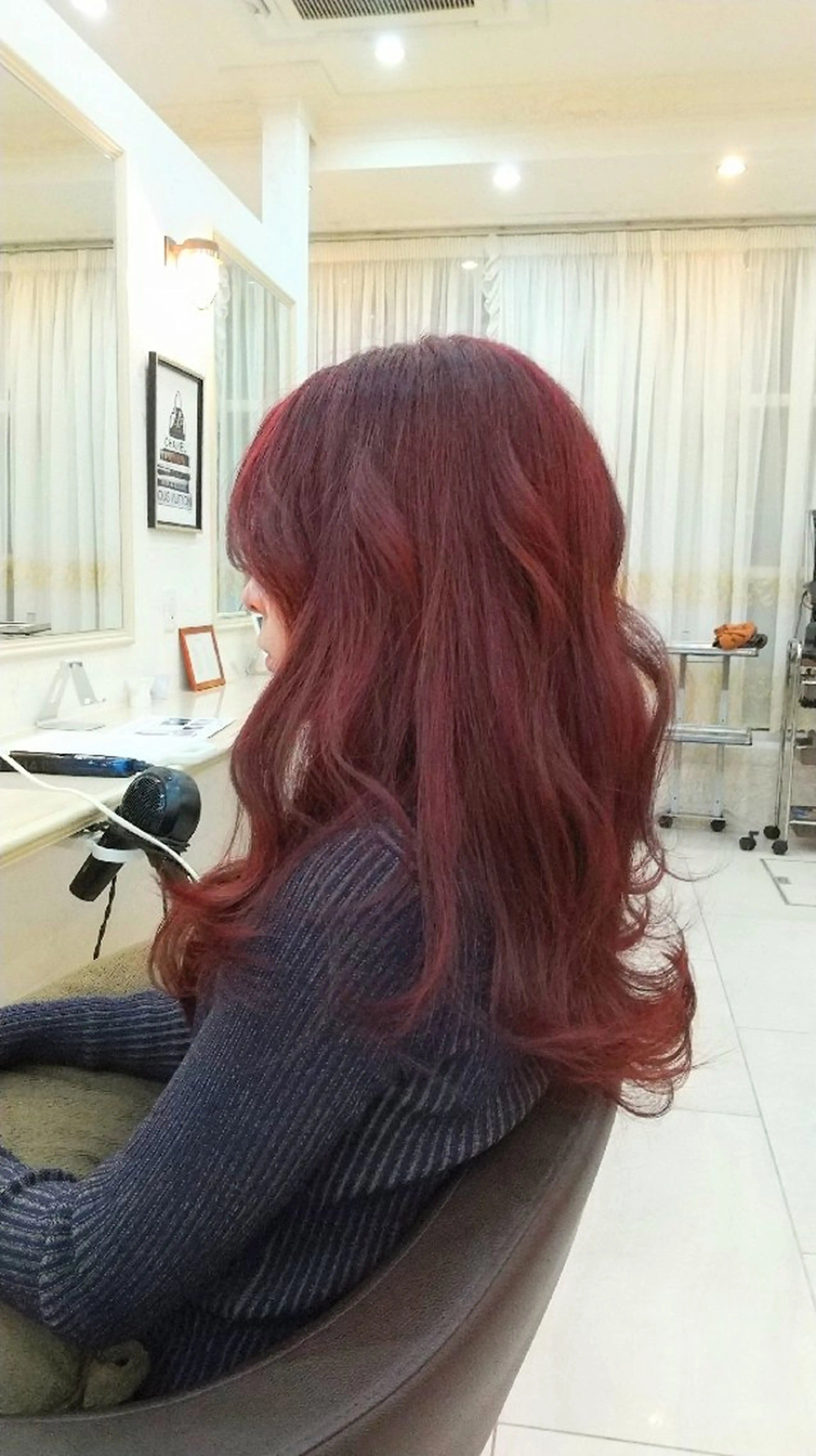 ロング カラー ブリーチ パープルカラー レッドカラー カット ヘアカラー トリートメント 小林暢🌟Orque 髪質改善サロン🌙のヘアスタイル