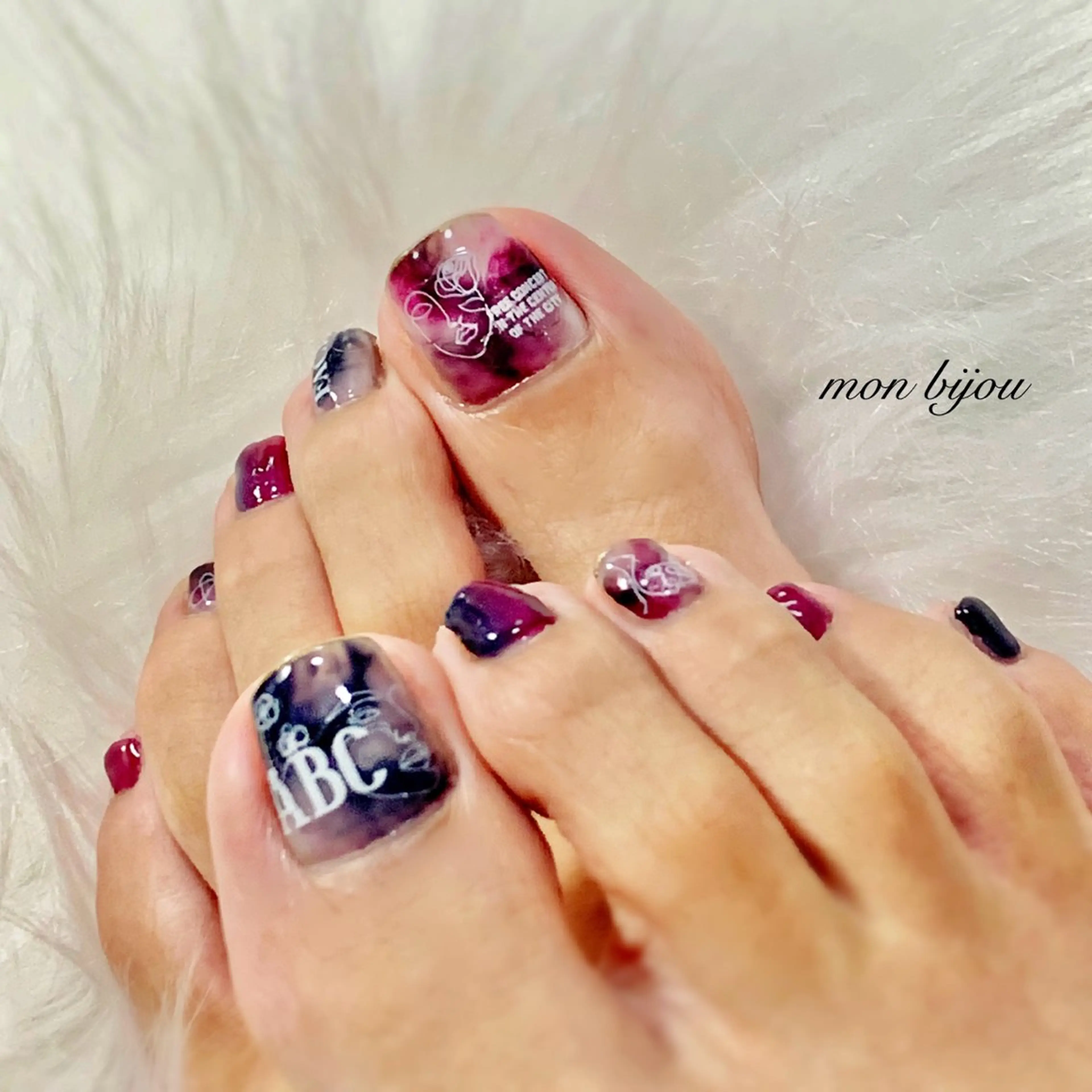 ネイル フットネイル 大理石ネイル(マーブル) フットネイル mon bijou 坪井のネイルデザイン