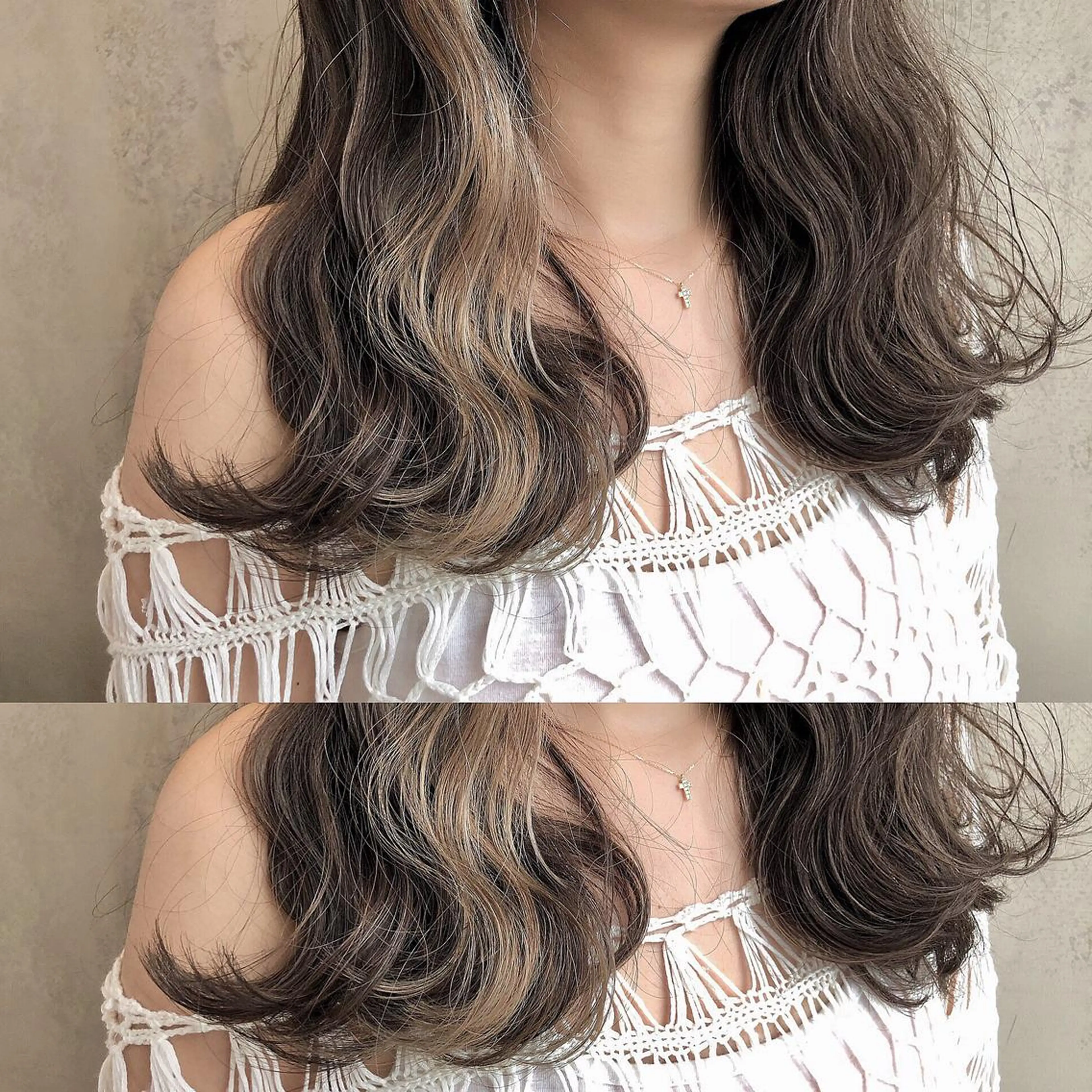 ロング カラー カット ヘアカラー トリートメント ツキノキ ミナのヘアスタイル