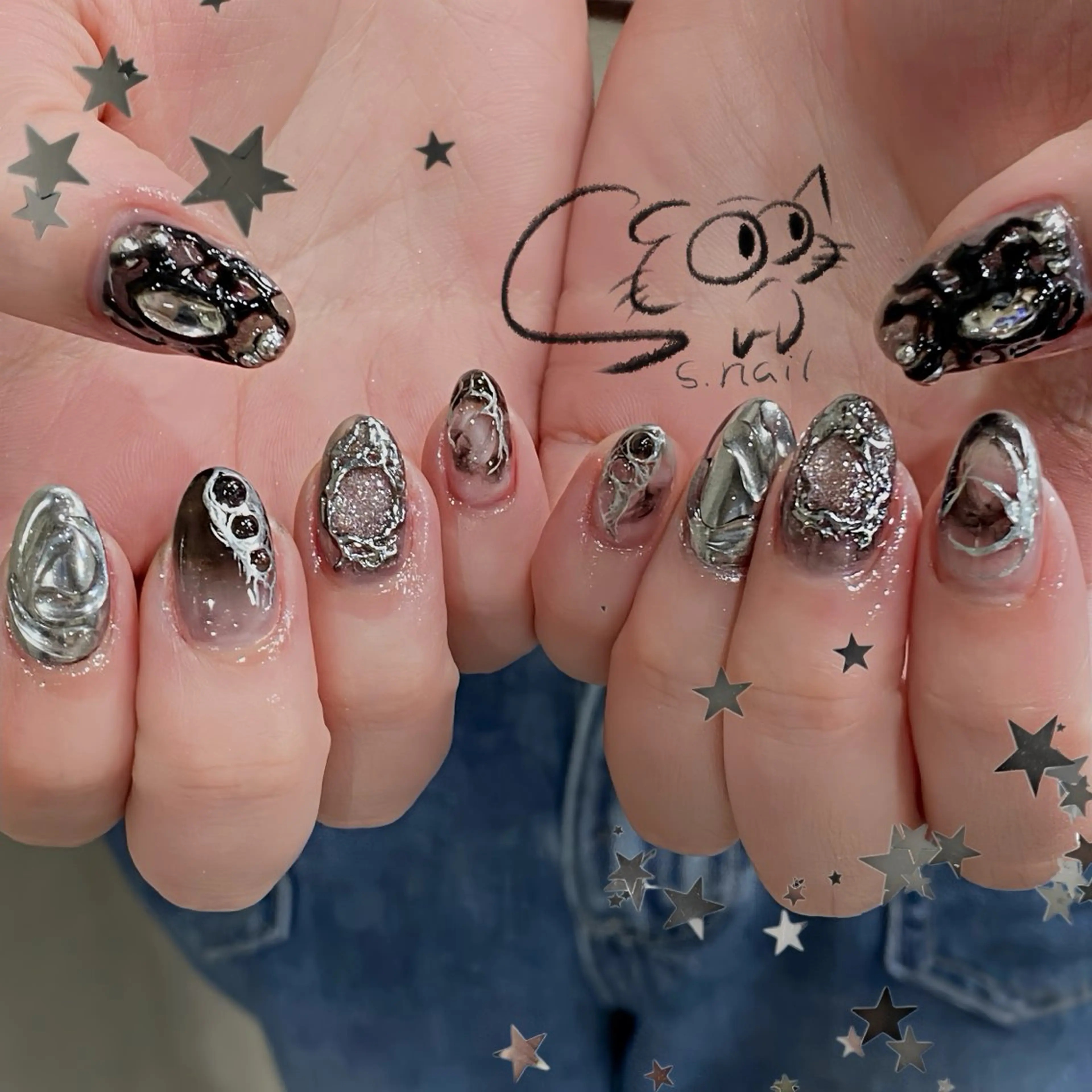 ネイル チークネイル フレンチネイル グラデーション マグネットネイル ワンカラーネイル S.nail _のネイルデザイン