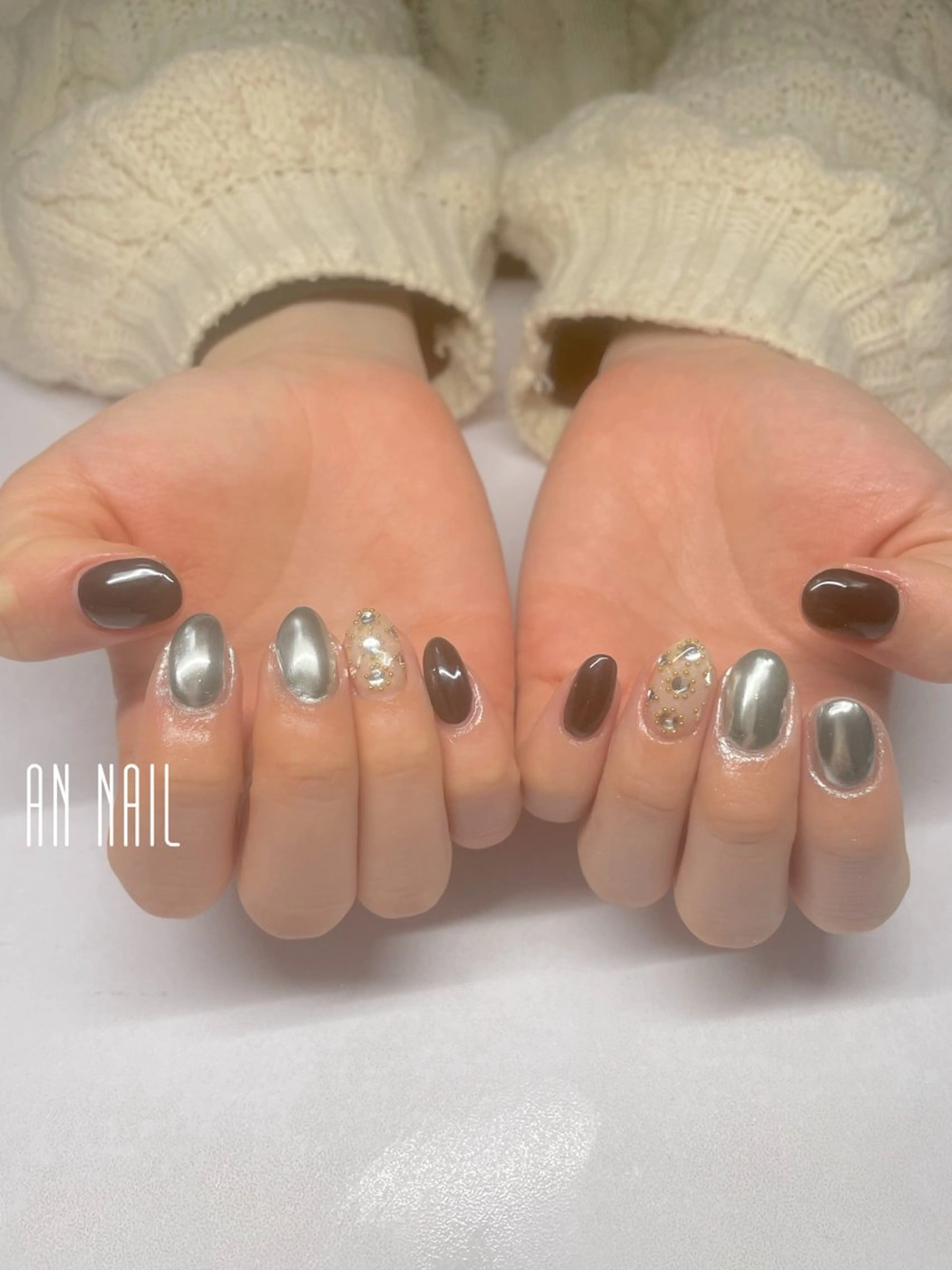 ネイル ミラーネイル 持ち込み ハンドネイル AN Nailのネイルデザイン
