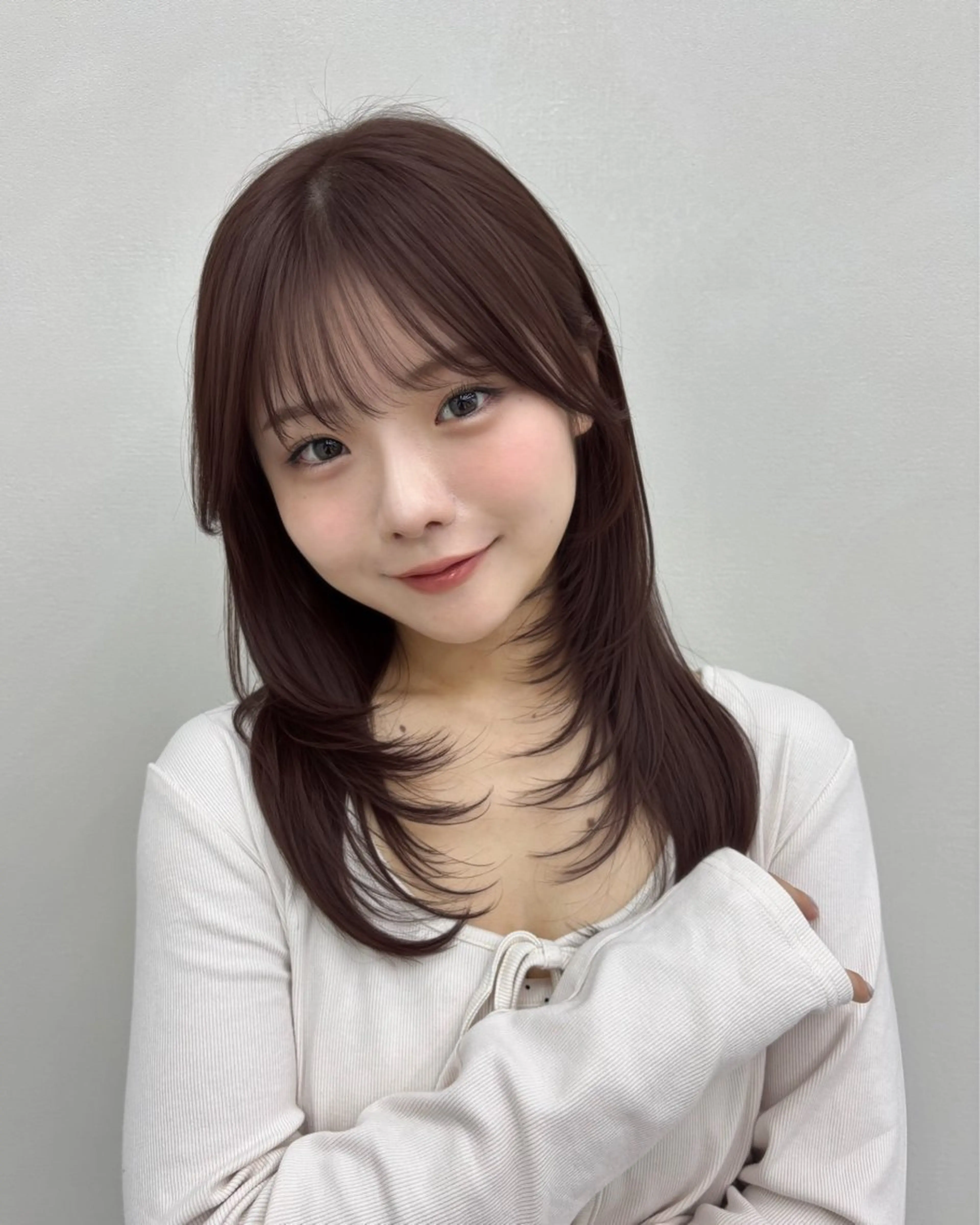 ミディアム ヘアカラー ヘアセット 𝗆𝗂𝗒𝗎 🐈‍⬛🎀のヘアスタイル