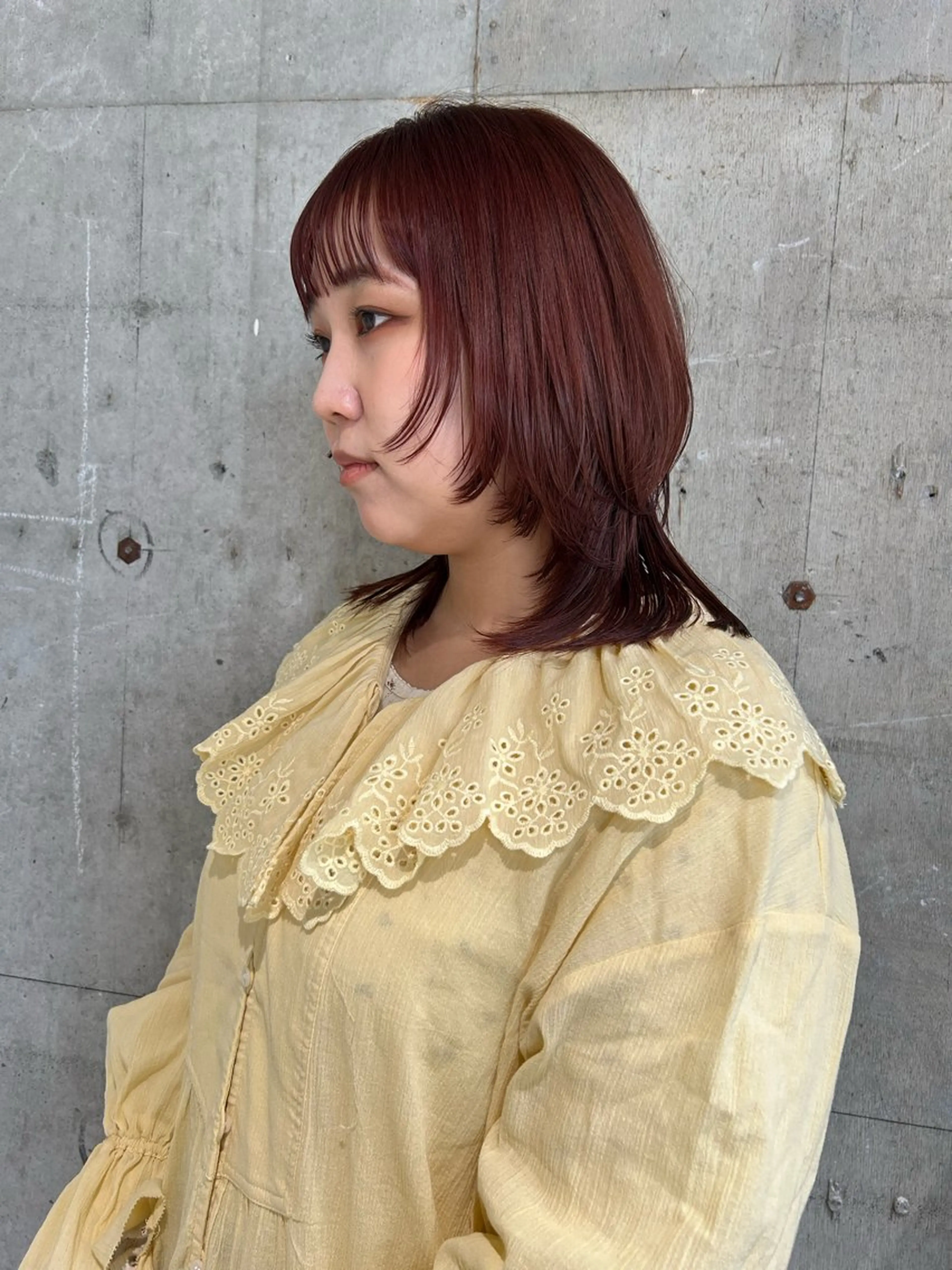 ミディアム カラー レッドカラー ウルフカット カット ヘアカラー ボブレイヤー/ カラー診断/Amiのヘアスタイル