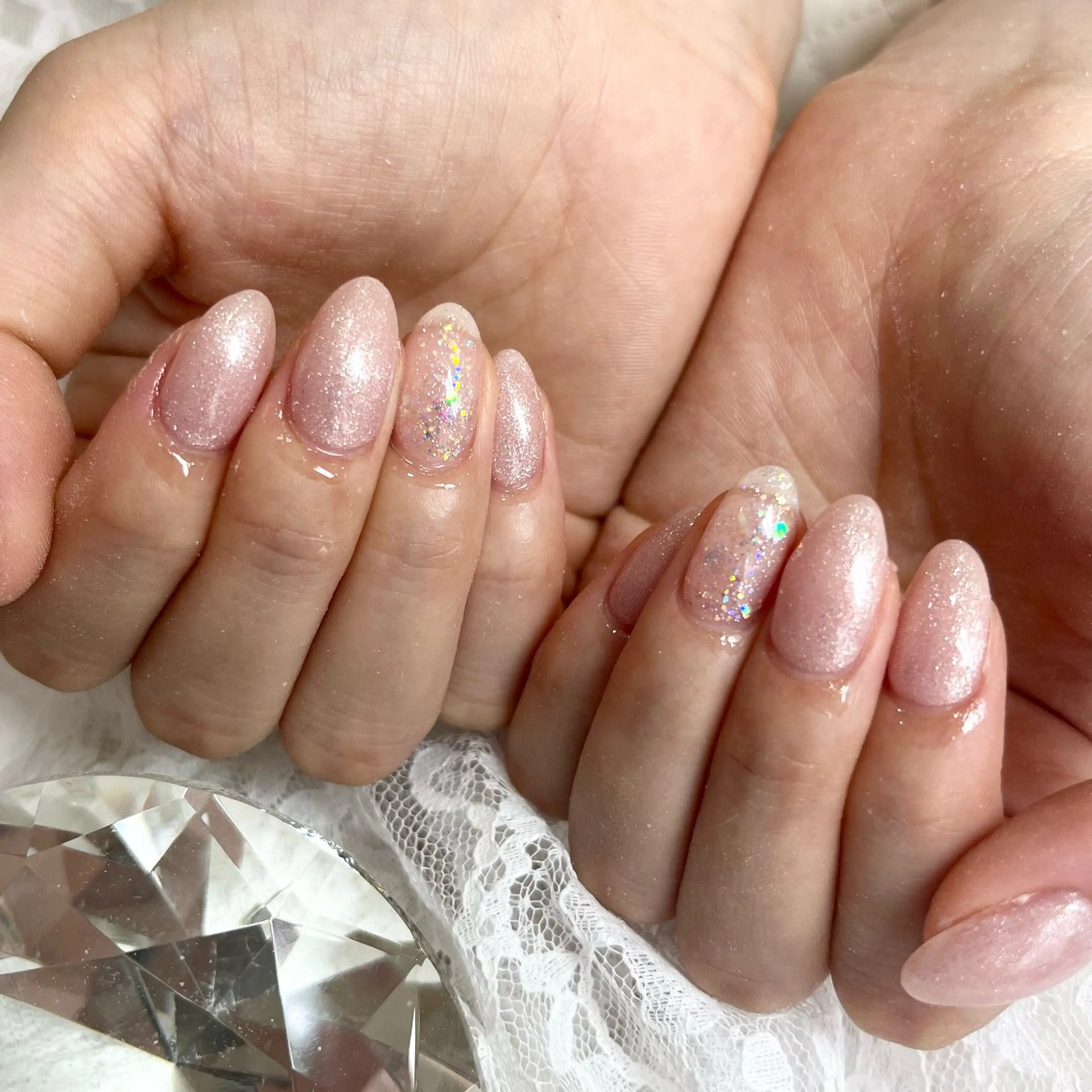 ネイル ラメ(グリッター) ピンク ハンドネイル Nail Salon Elpisのネイルデザイン