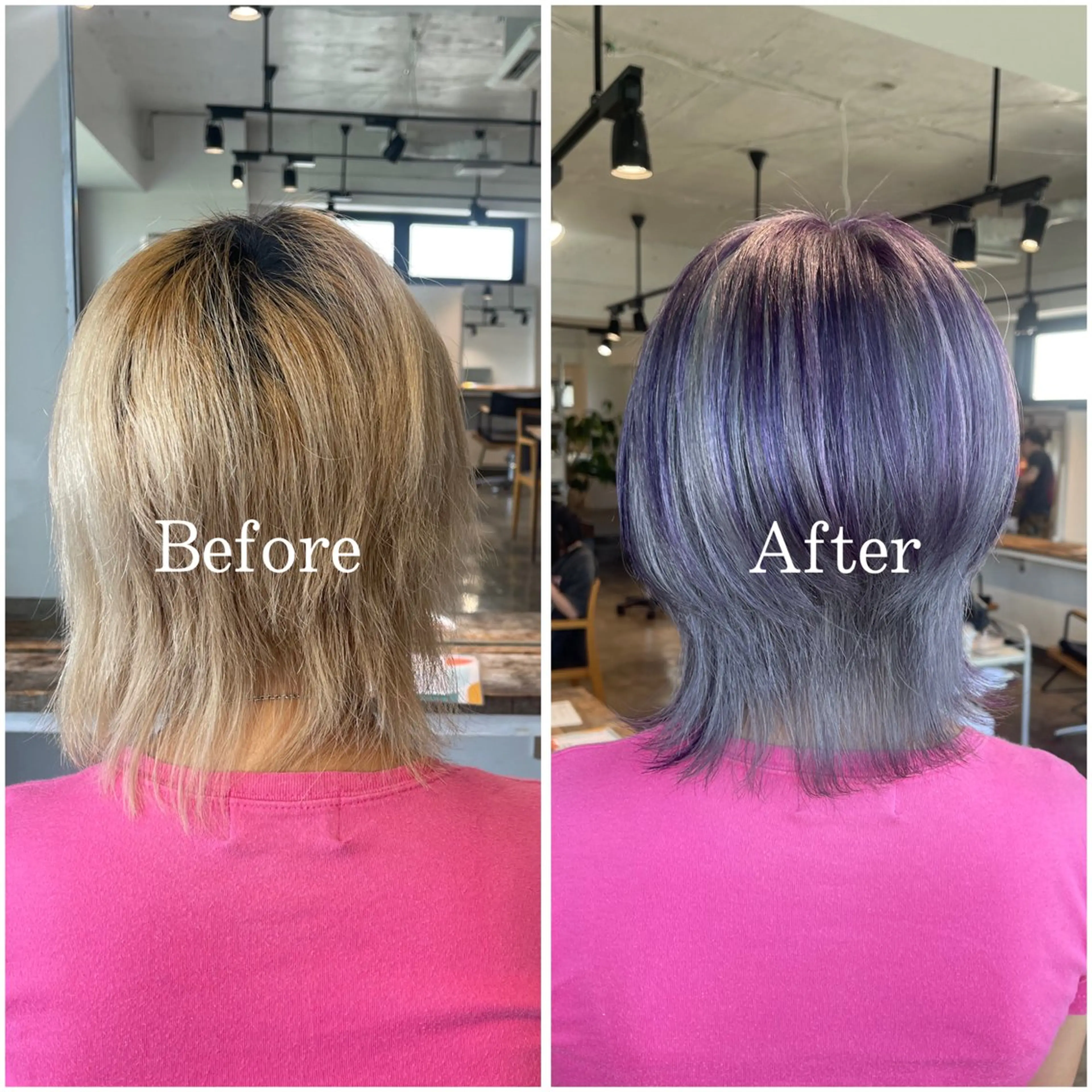 ミディアム カラー ブリーチ デザインカラー ハイトーンカラー ムラ修正/ ハイトーン💖Riaのヘアスタイル