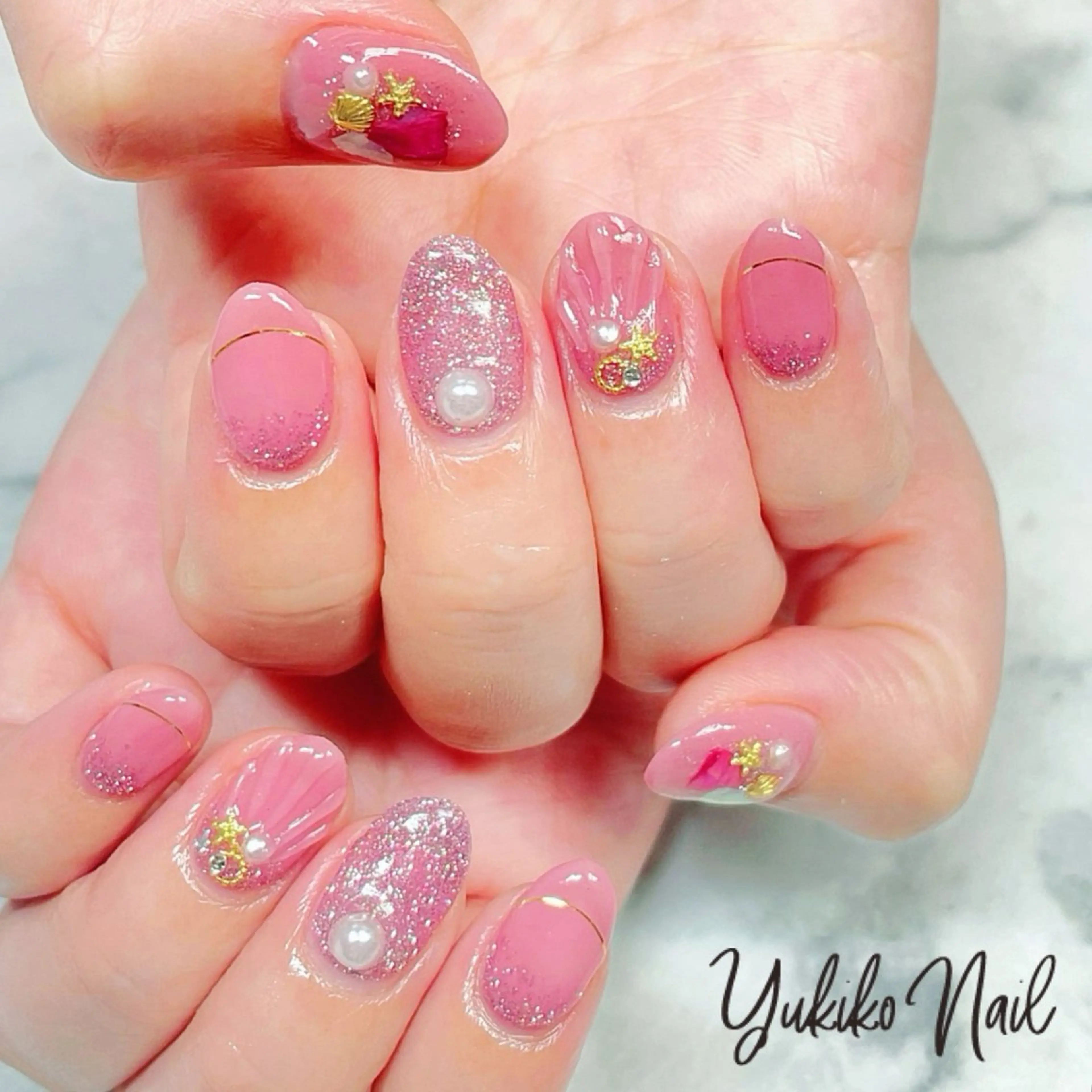 ネイル フラッシュネイル ピンク ユキコ ネイルのネイルデザイン