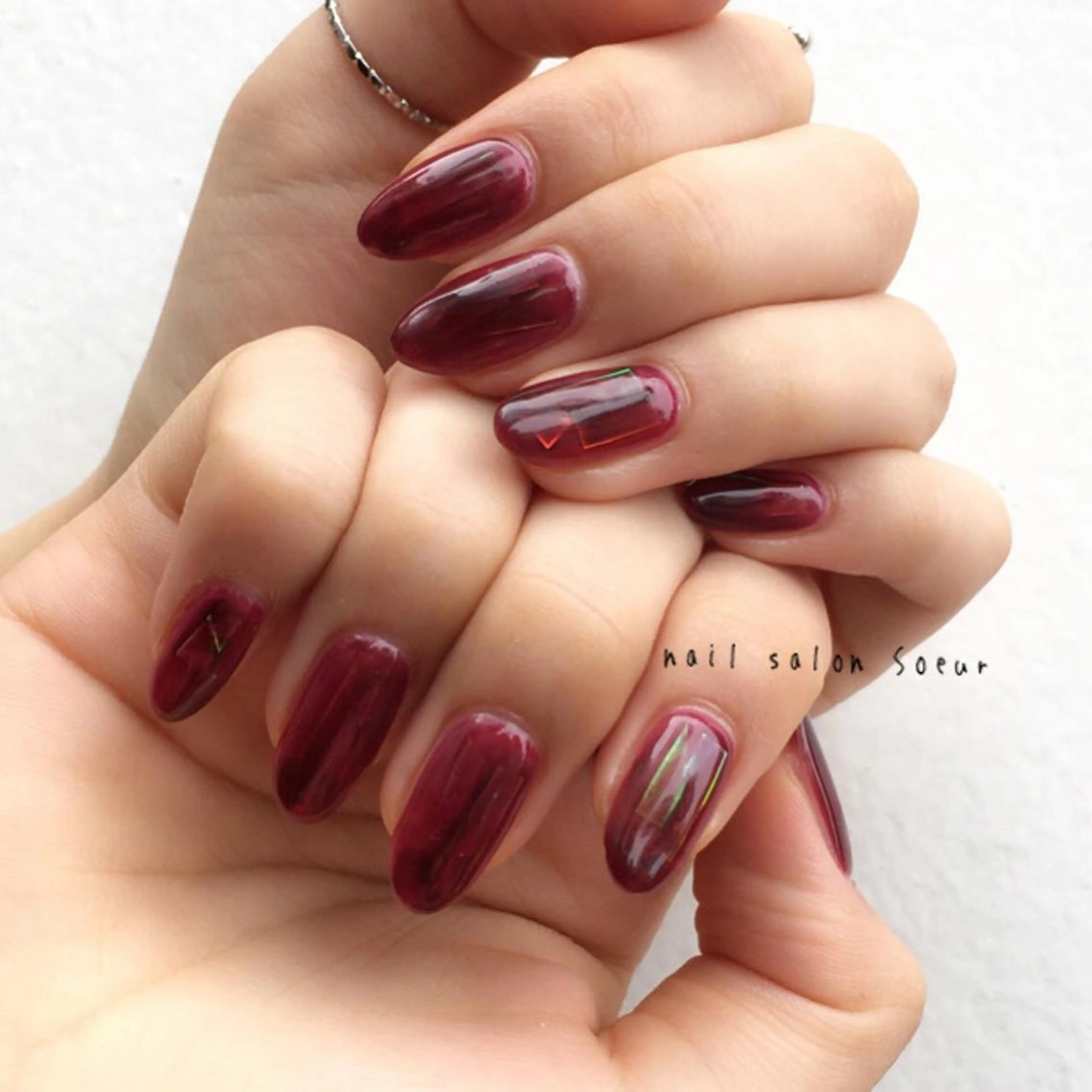 ネイル アートネイル 長さ出し ジェルネイル マットネイル ミラーネイル ハンドネイル nail salon Soeurのネイルデザイン