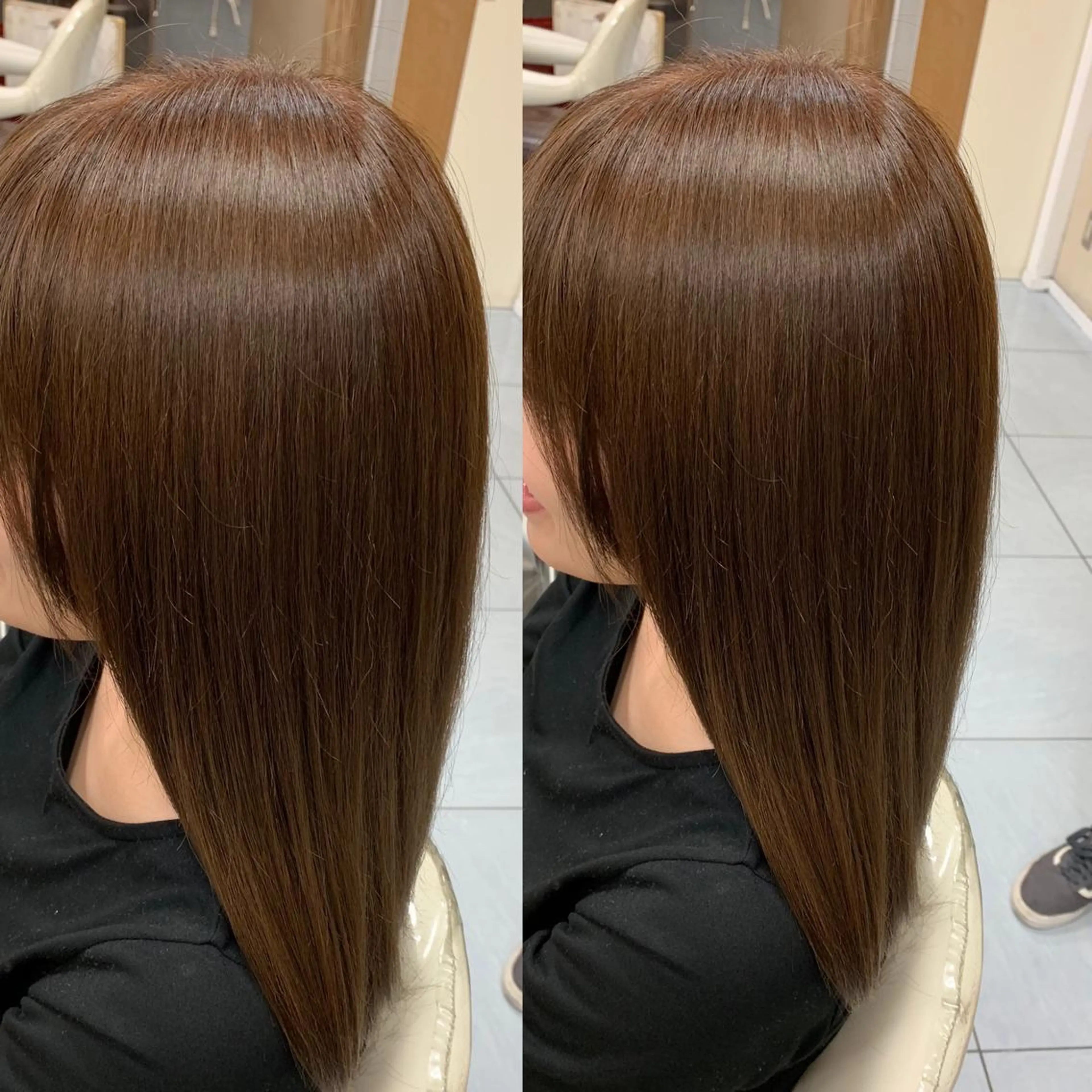 セミロング 伸ばしかけ 縮毛/レイヤー 韓国/橋口のヘアスタイル