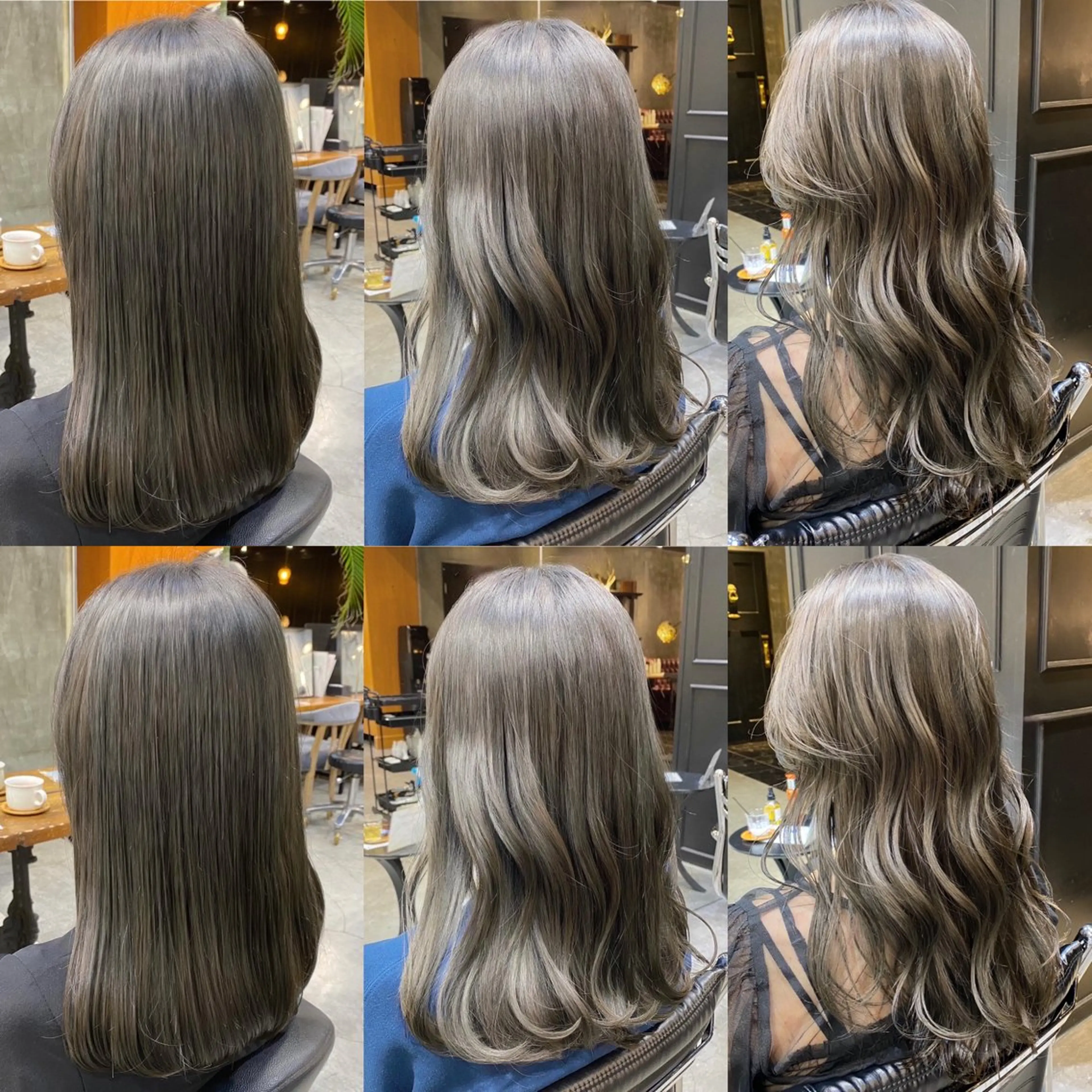 セミロング カラー ブリーチ ダブルカラー グレージュ カーキグレージュ ブリーチなしカラー カット ヘアカラー 透明感カラー🌿 グレージュ🐺陽介のヘアスタイル