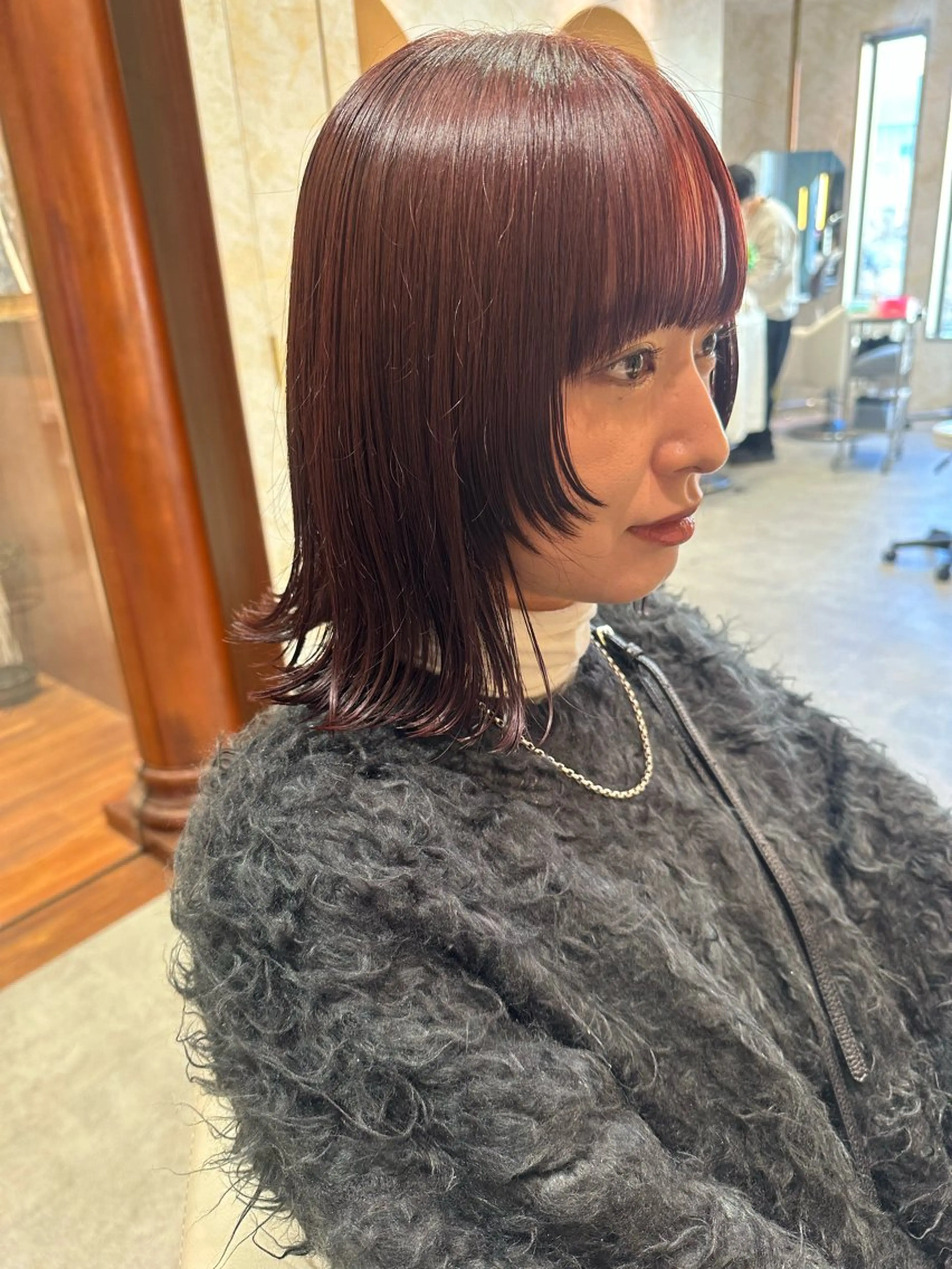 ミディアム カラー 店長/mao/ 前髪/顔周りカットのヘアスタイル