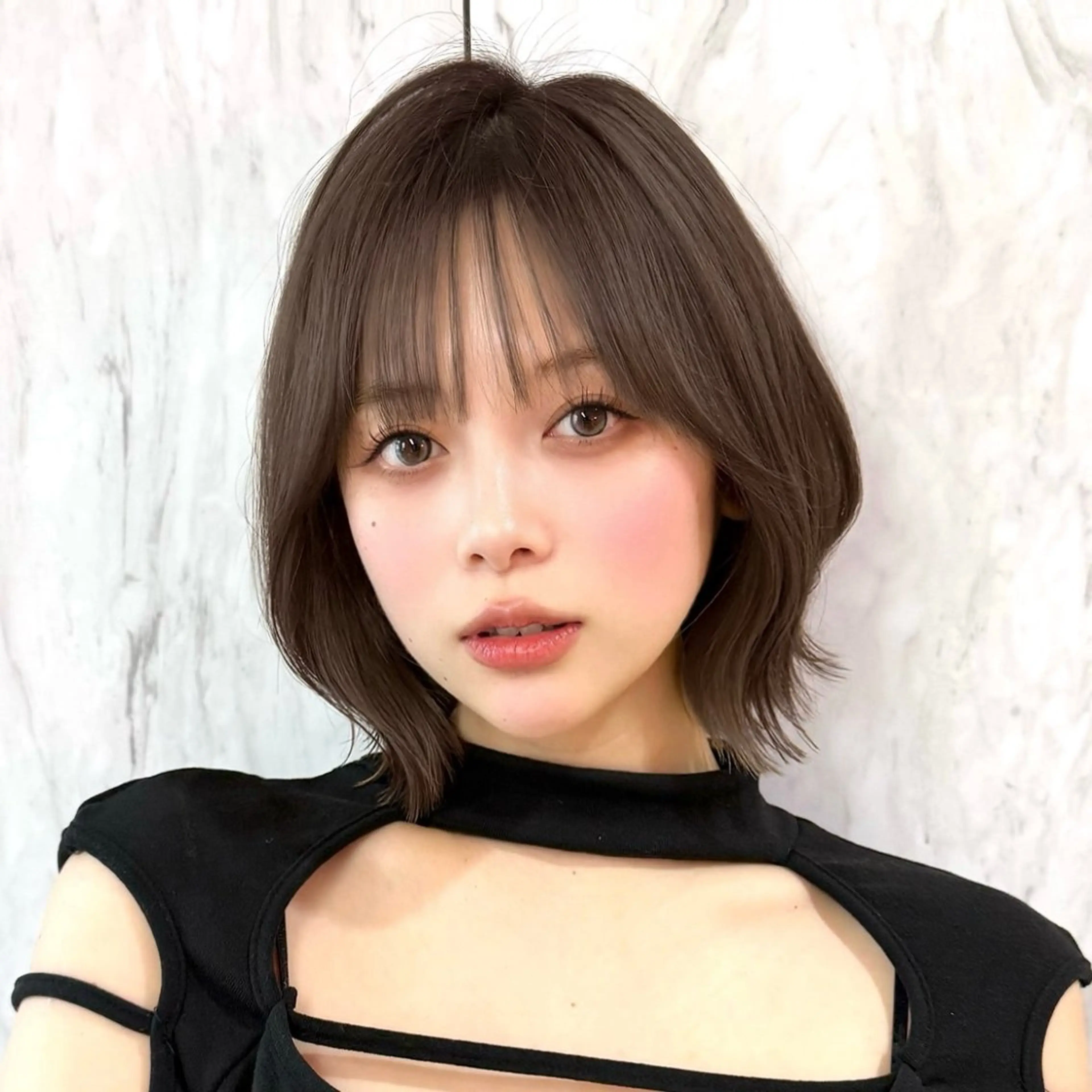 ミディアム カラー ヘアアレンジ ボブレイヤー 透明感カラー ボブ 韓国風ヘア レイヤーカット 韓国ボブ/髪質改善 /新宿/Rumiのヘアスタイル