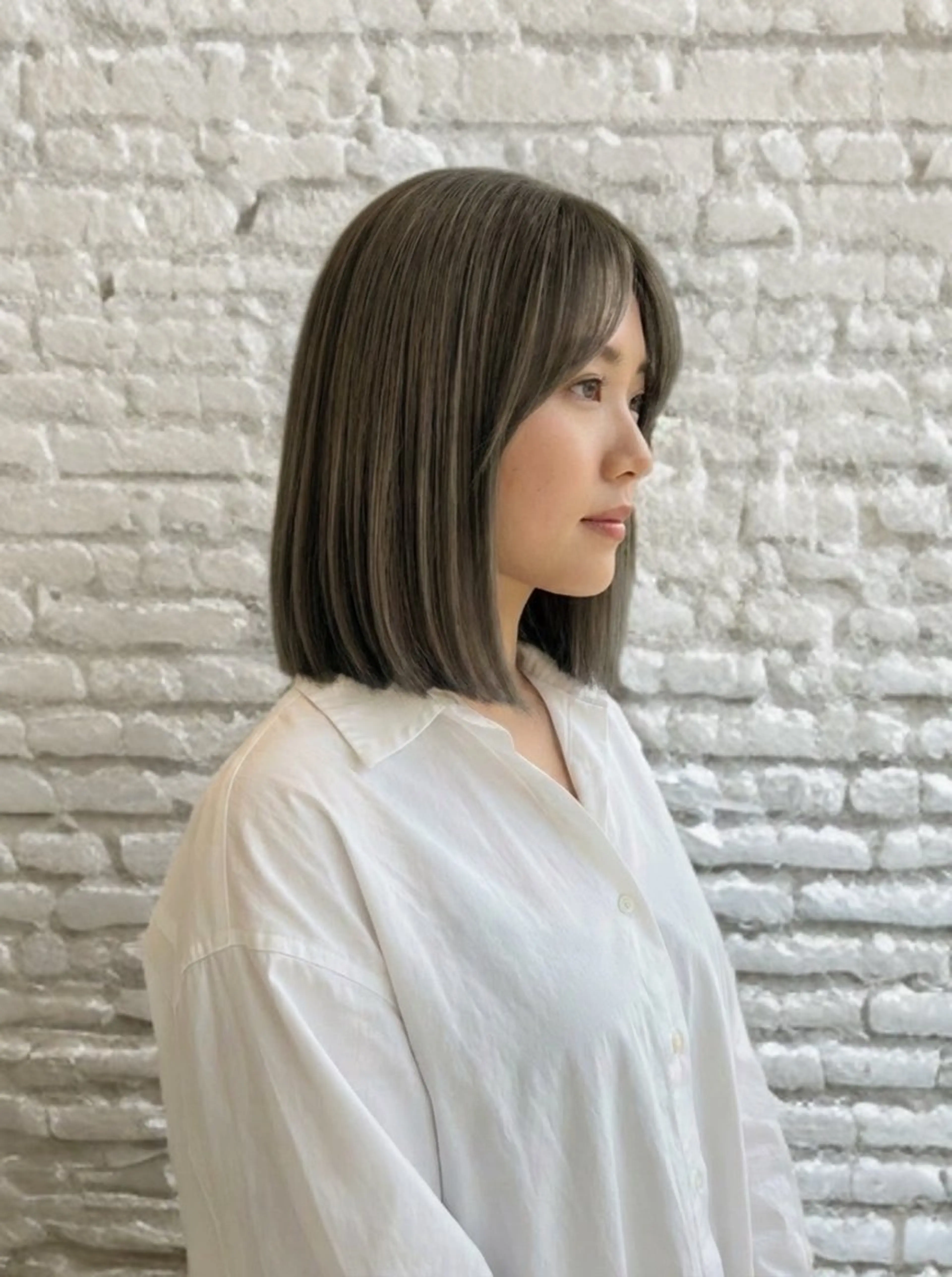 ミディアム カット 縮毛矯正 髪質改善×レイヤー 高嶋のヘアスタイル