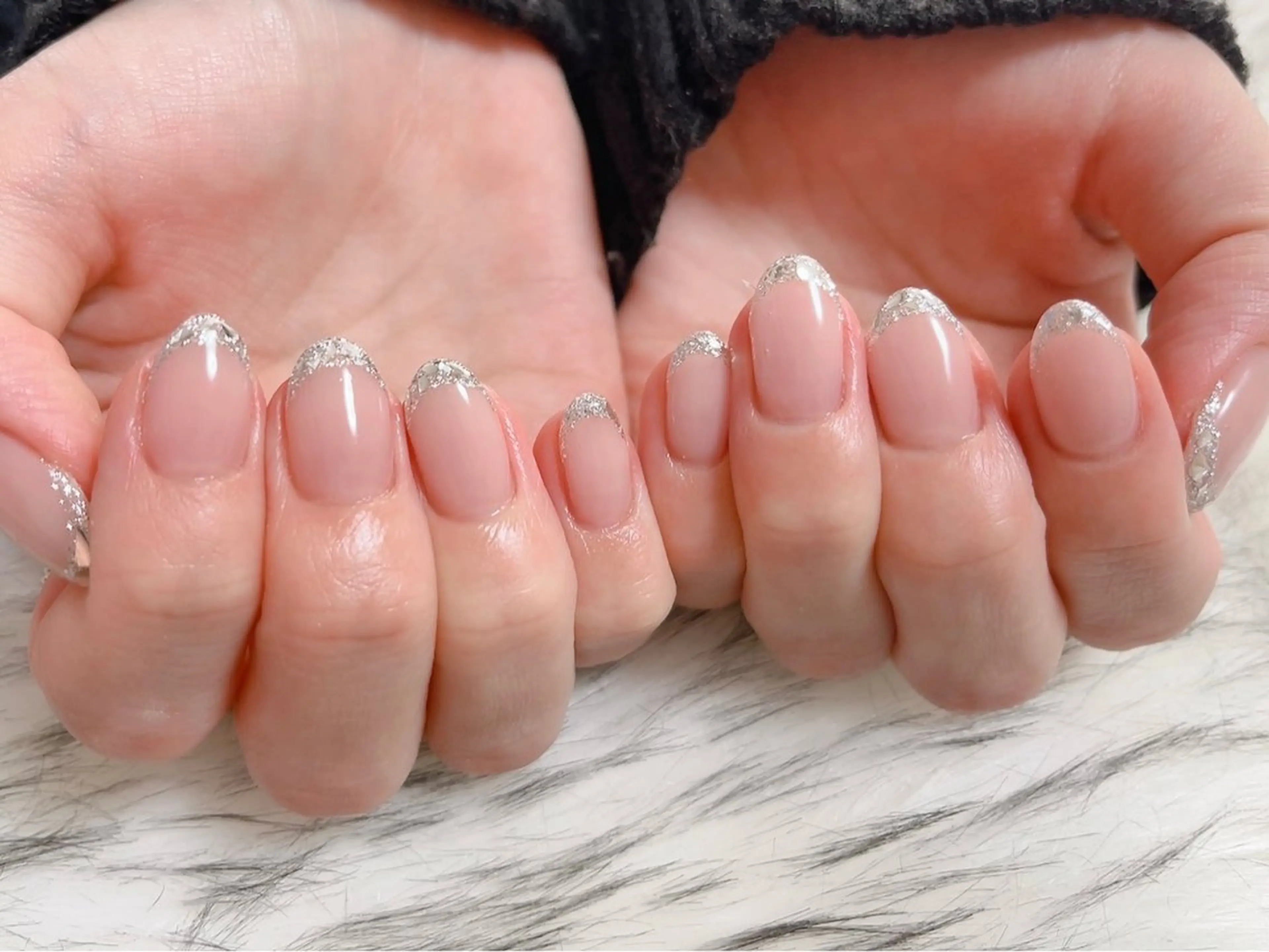 ネイル フレンチネイル ジェルネイル ガラスフレンチ 韓国ネイル メンズネイル kiki nail たまプラーザのネイルデザイン