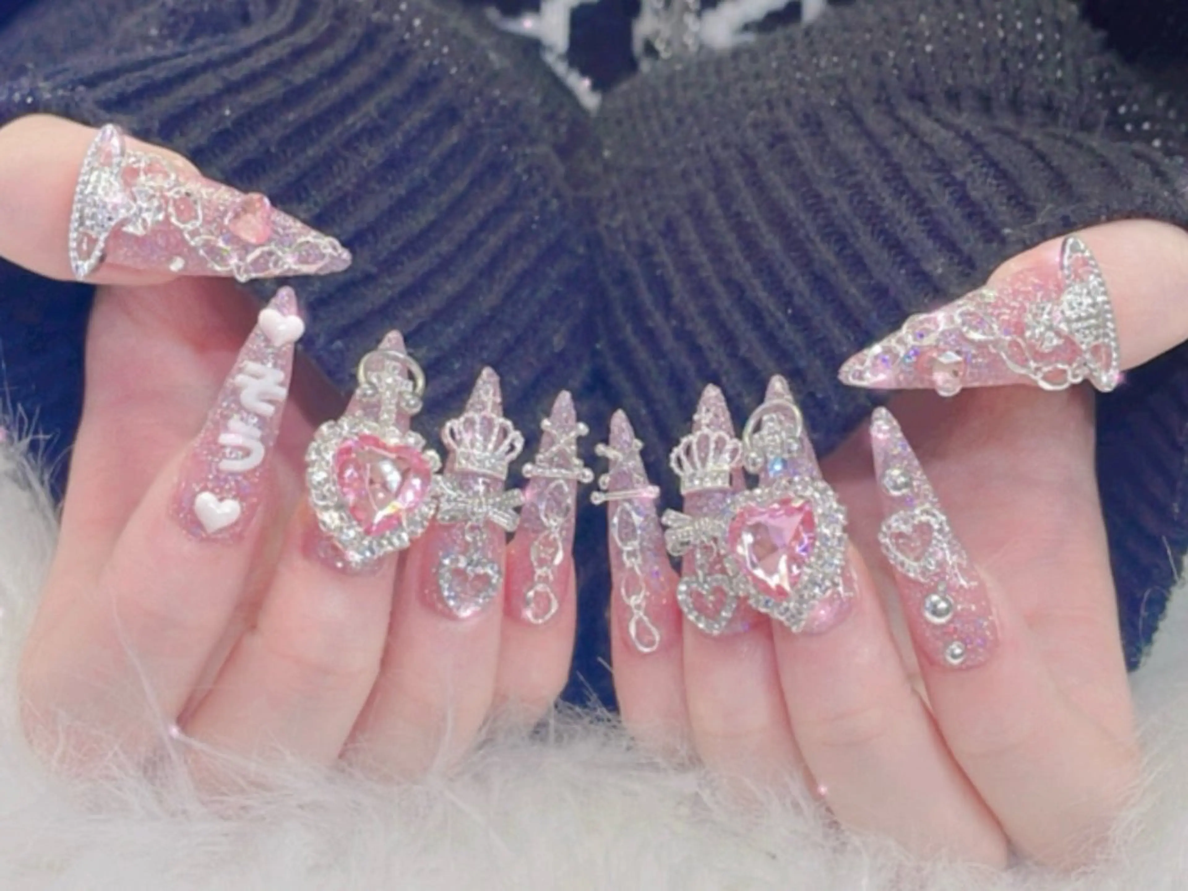 ネイル 成人式 ジェルネイル ロングネイル マグネットネイル ミディアムネイル ハンドネイル MoMoA Nail ネイル長さ出し専門店のネイルデザイン