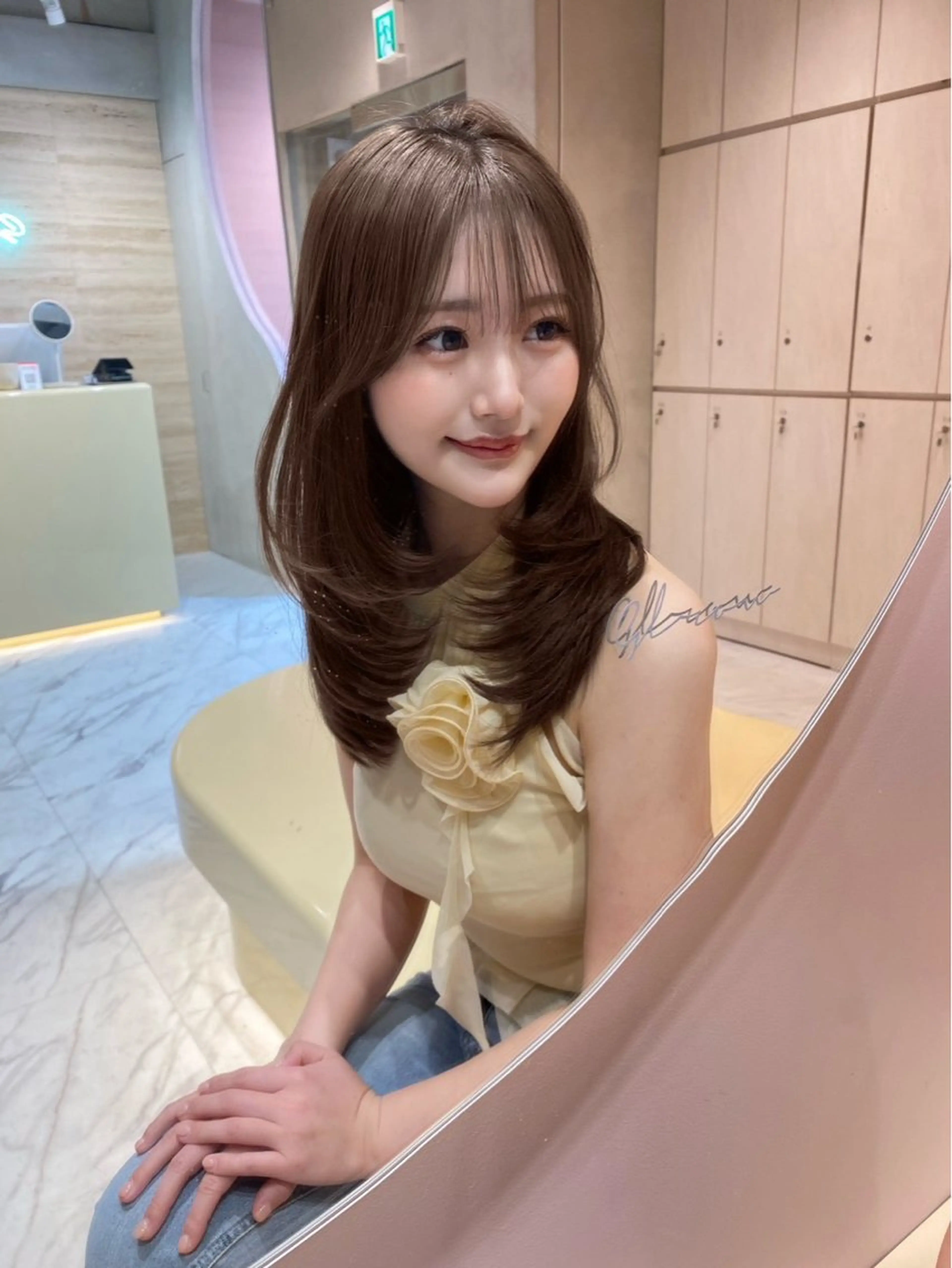 カラー ヘアカラー 透明感カラー🌱‬‪ 結衣のヘアスタイル