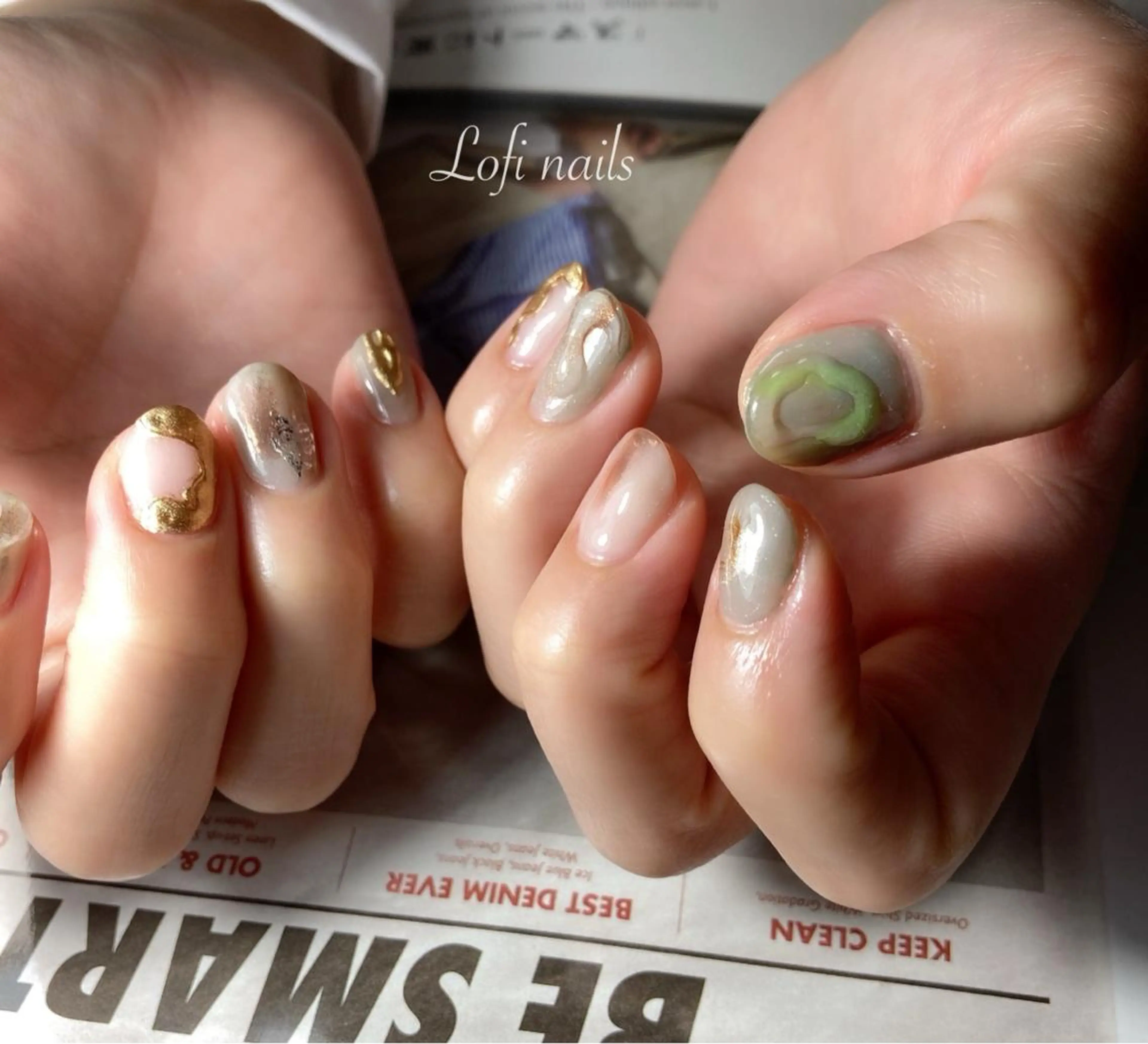 ネイル ミラーネイル ニュアンスネイル Lofi nails ゆきこのネイルデザイン