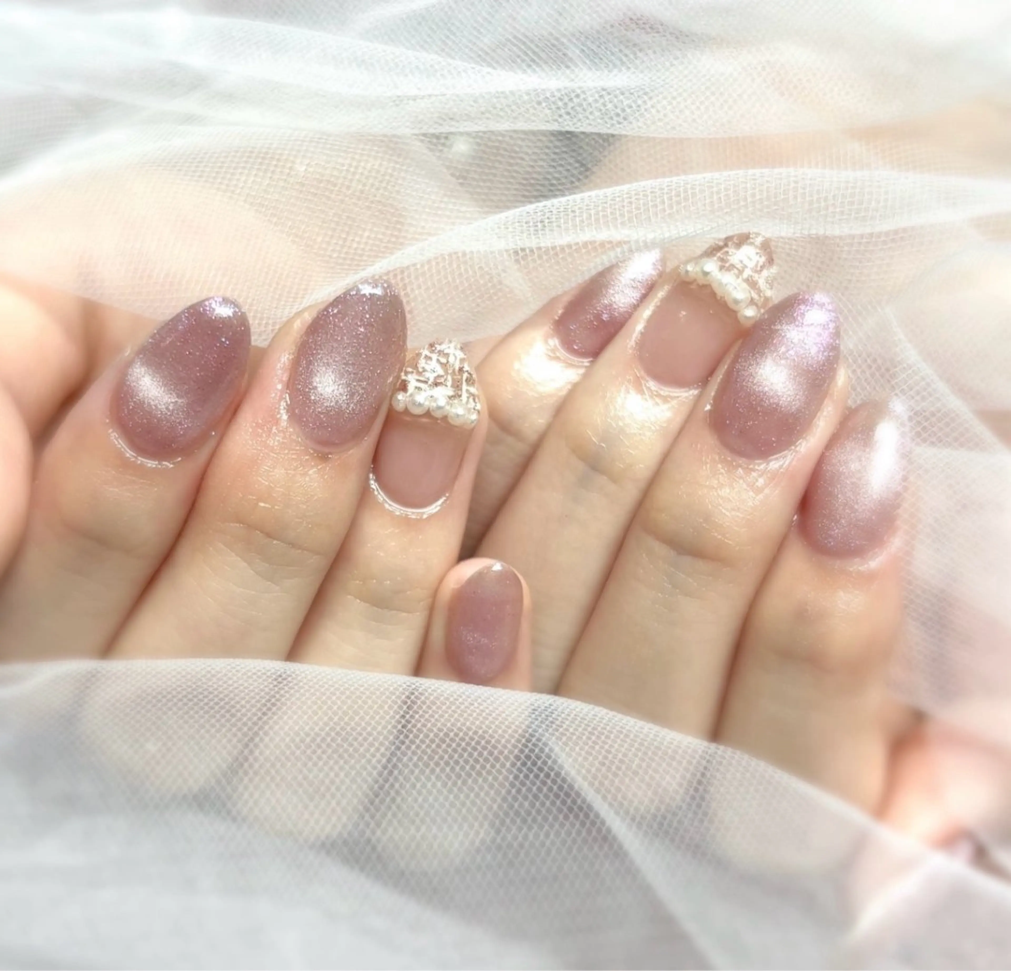 ネイル マグネットネイル ツイードネイル ハンドネイル kaho  🧸🎀 RiLionのネイルデザイン