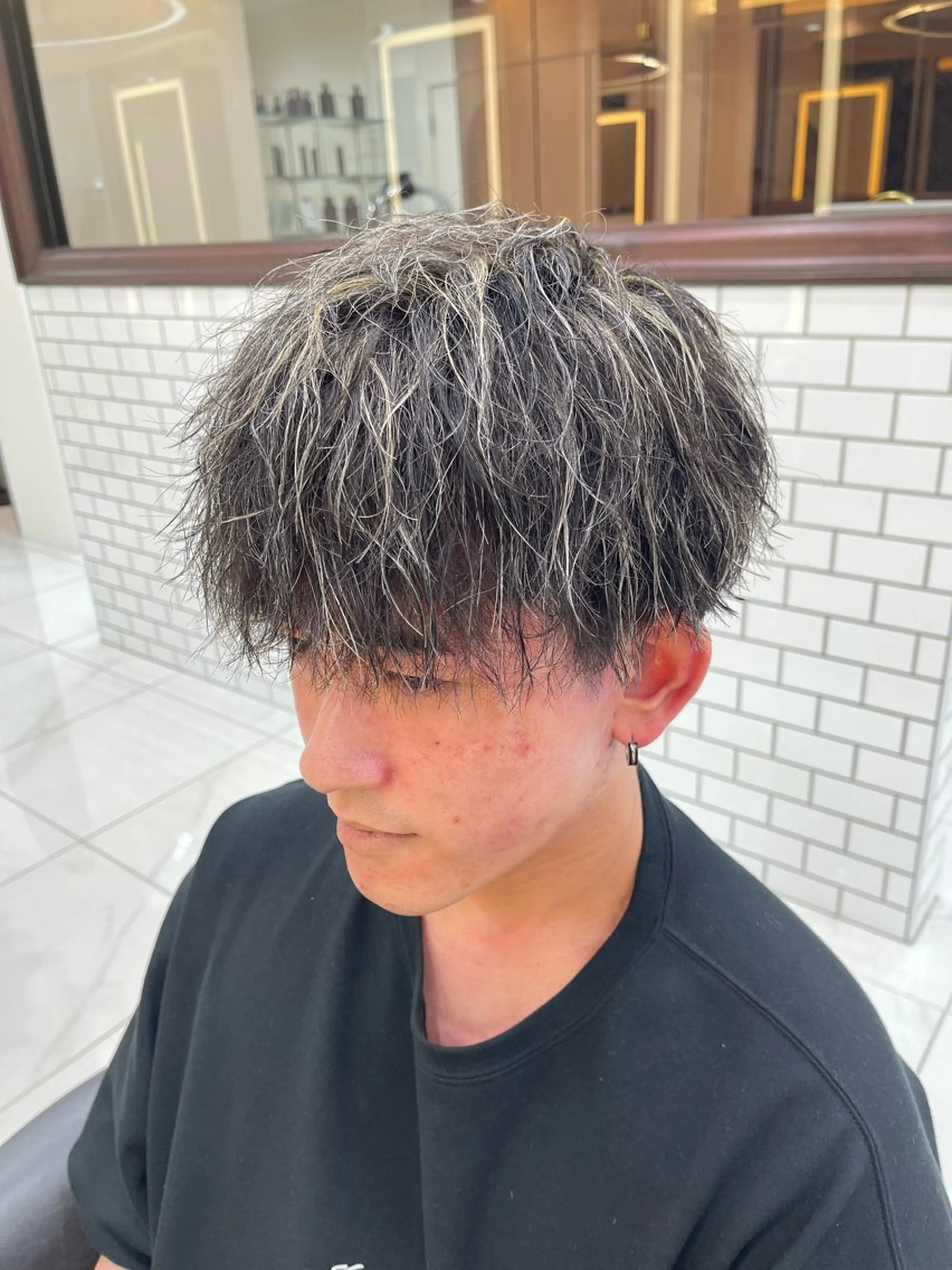 メンズ メンズメッシュ メンズパーマ 白髪ぼかし/メッシュ ハイライト/ゆうとのヘアスタイル