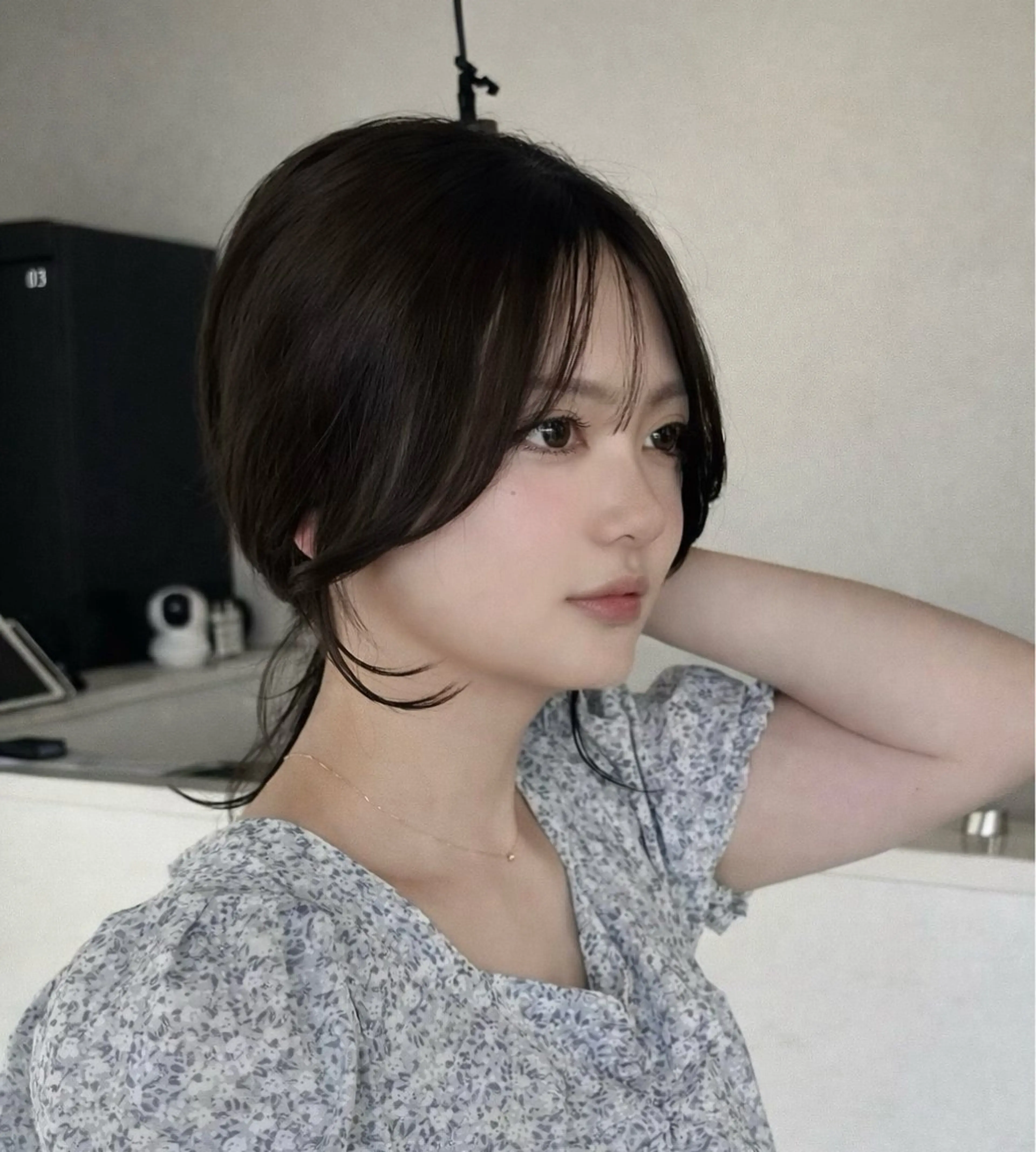 結んでも可愛い顔周りデザインカットの写真