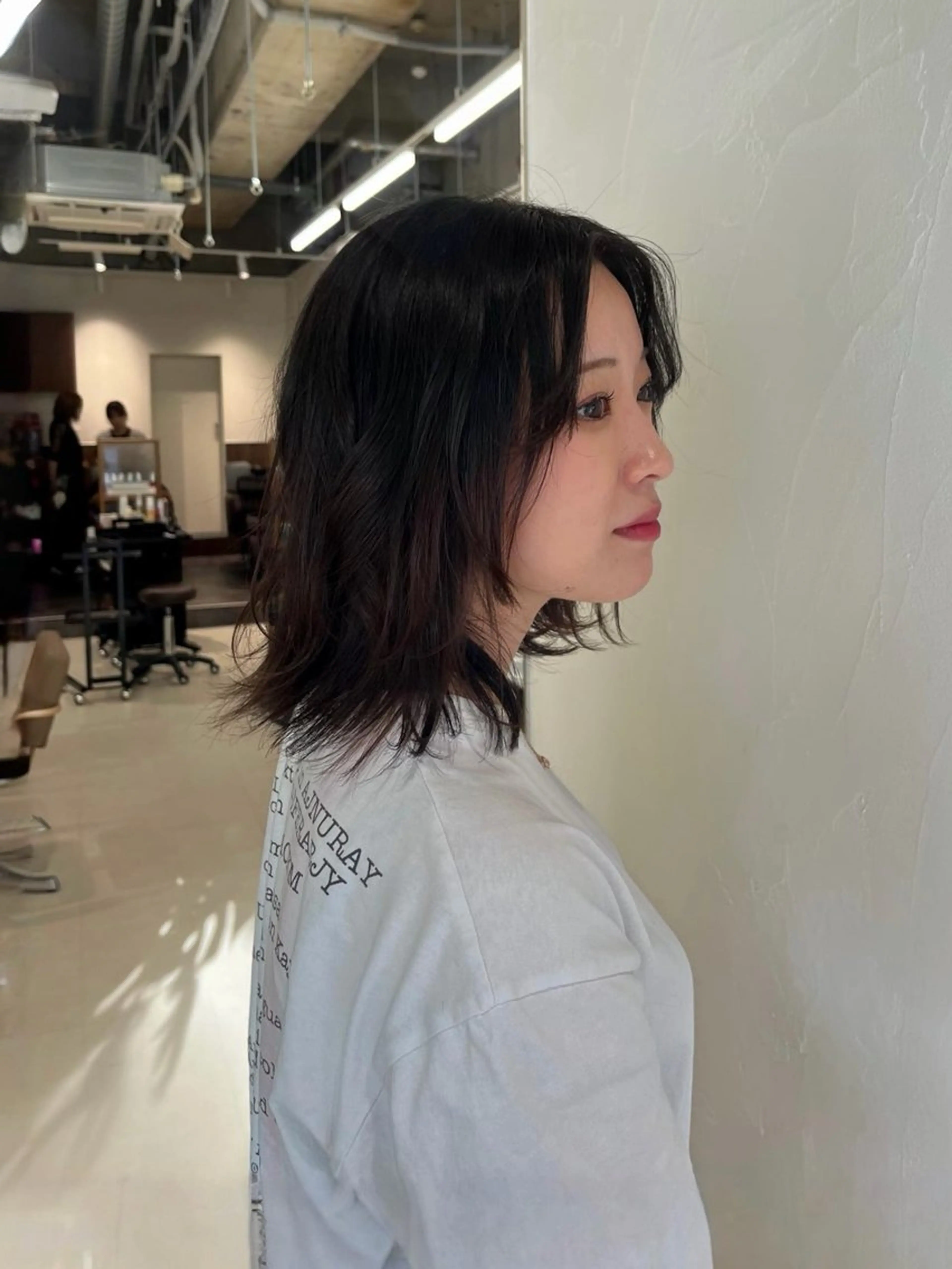 ミディアム ヘアカラー トリートメント ボブパーマ／アレンジ Onのヘアスタイル