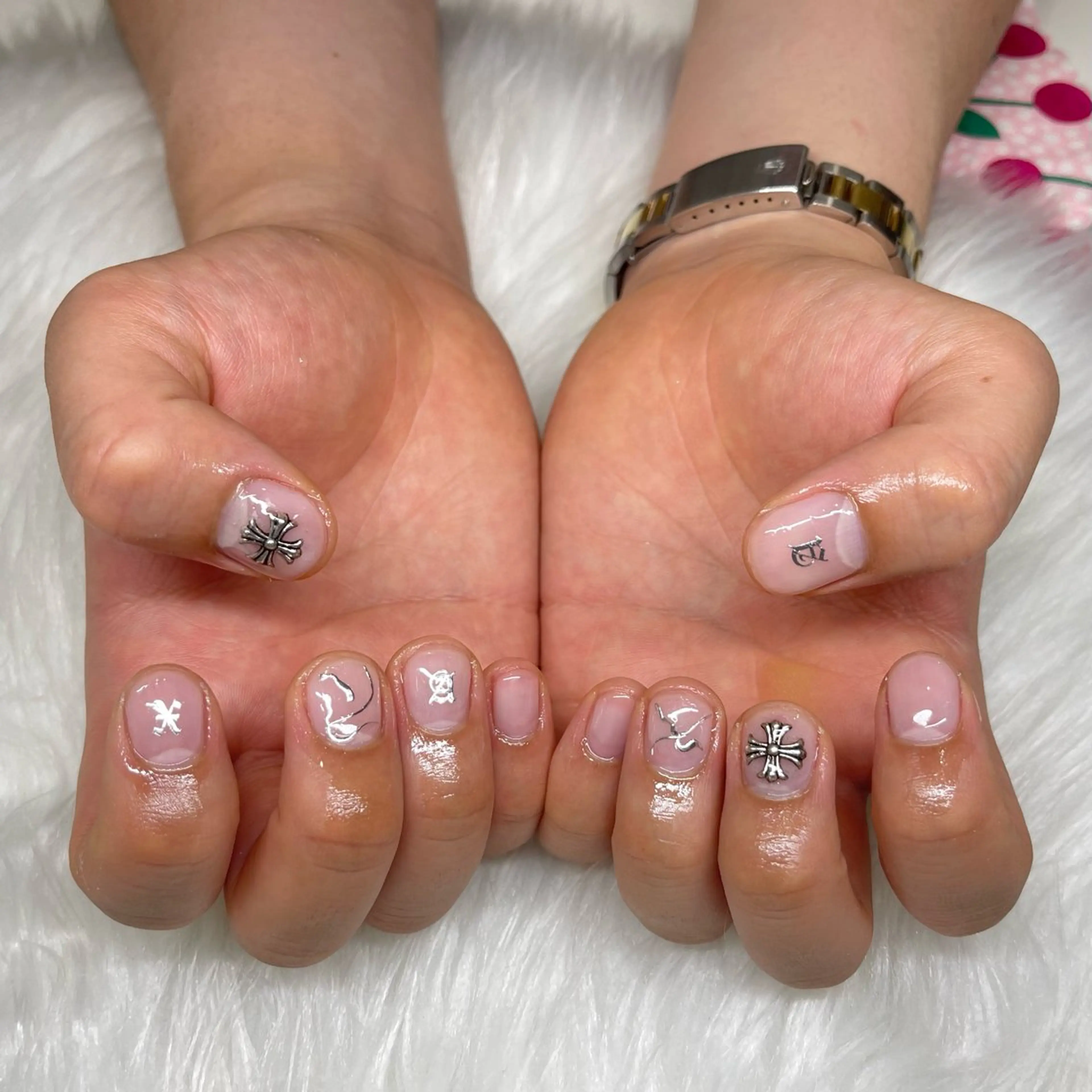 メンズ ネイル メンズネイル ショートネイル シルバー シンプルネイル ハンドネイル 舞 ねいるのネイルデザイン