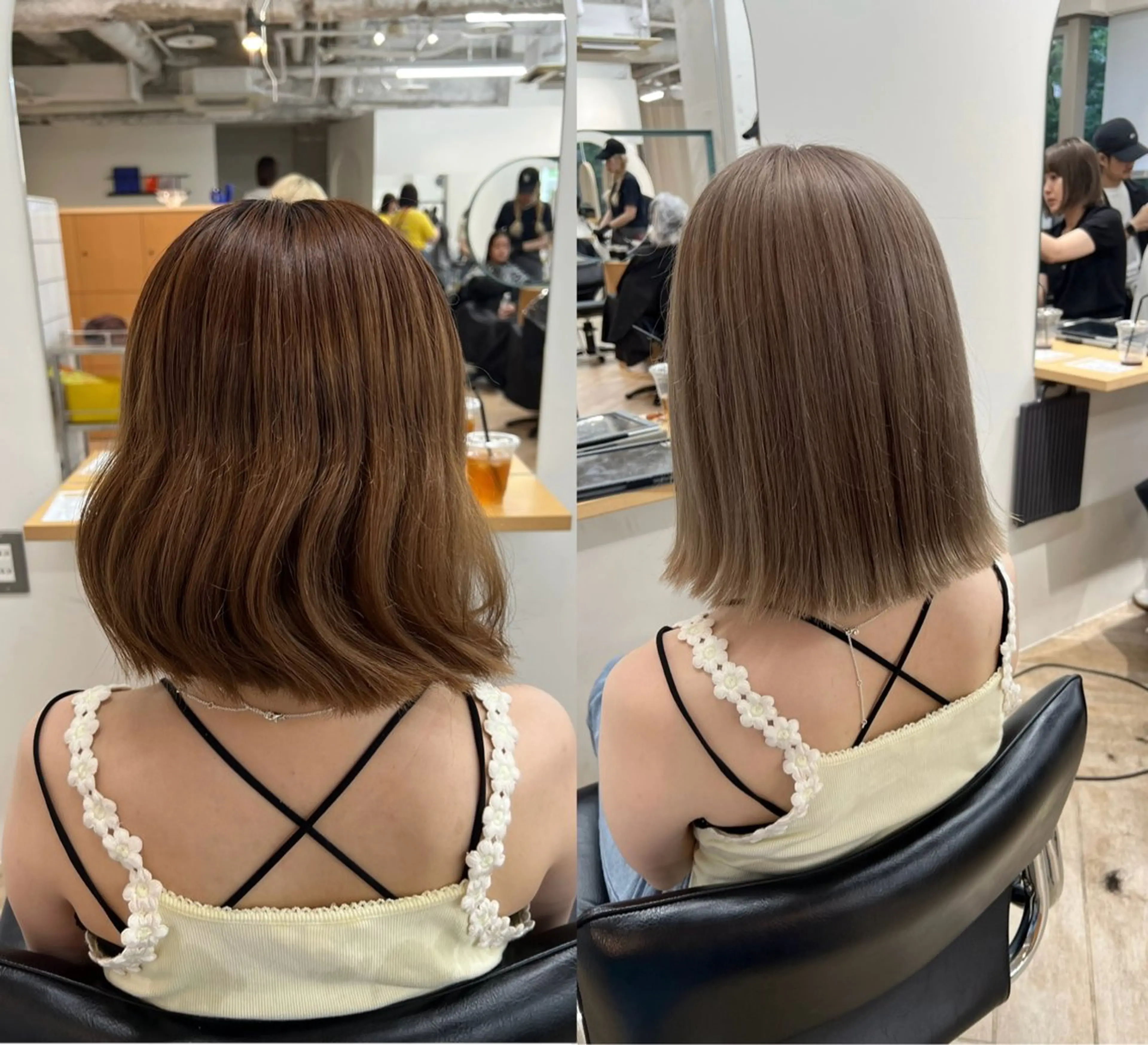 ミディアム カラー カット ヘアカラー トリートメント ベージュ/髪質改善 新潟/万代/井上佑のヘアスタイル