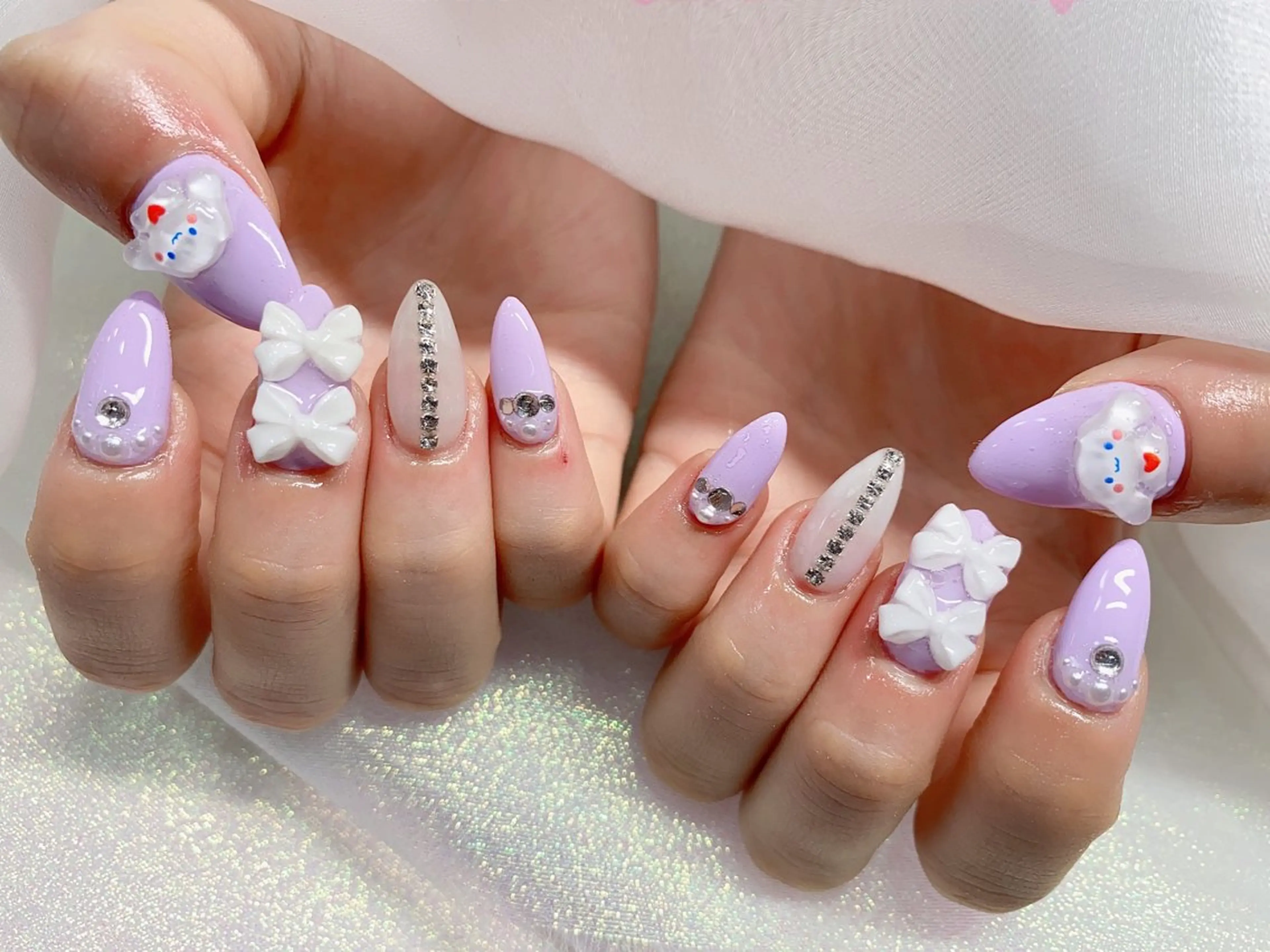 ネイル 長さ出し ジェルネイル キラキラネイル 大理石ネイル(マーブル) ニュアンスネイル Morpho nailのネイルデザイン