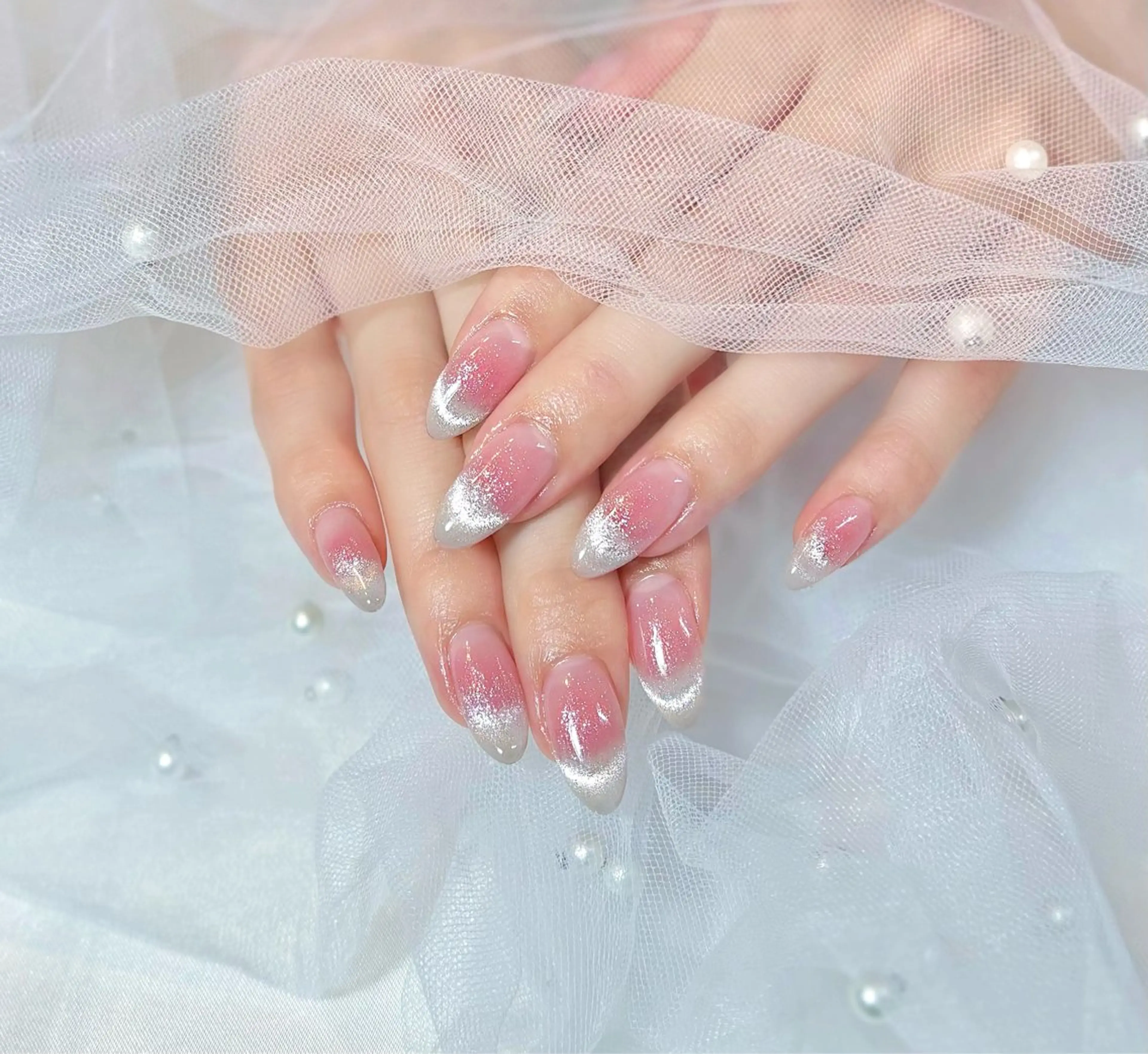 ネイル チークネイル フレンチネイル ガーリー グラデーション 韓国ネイル ハンドネイル 【chatnoir】 MIYUのネイルデザイン