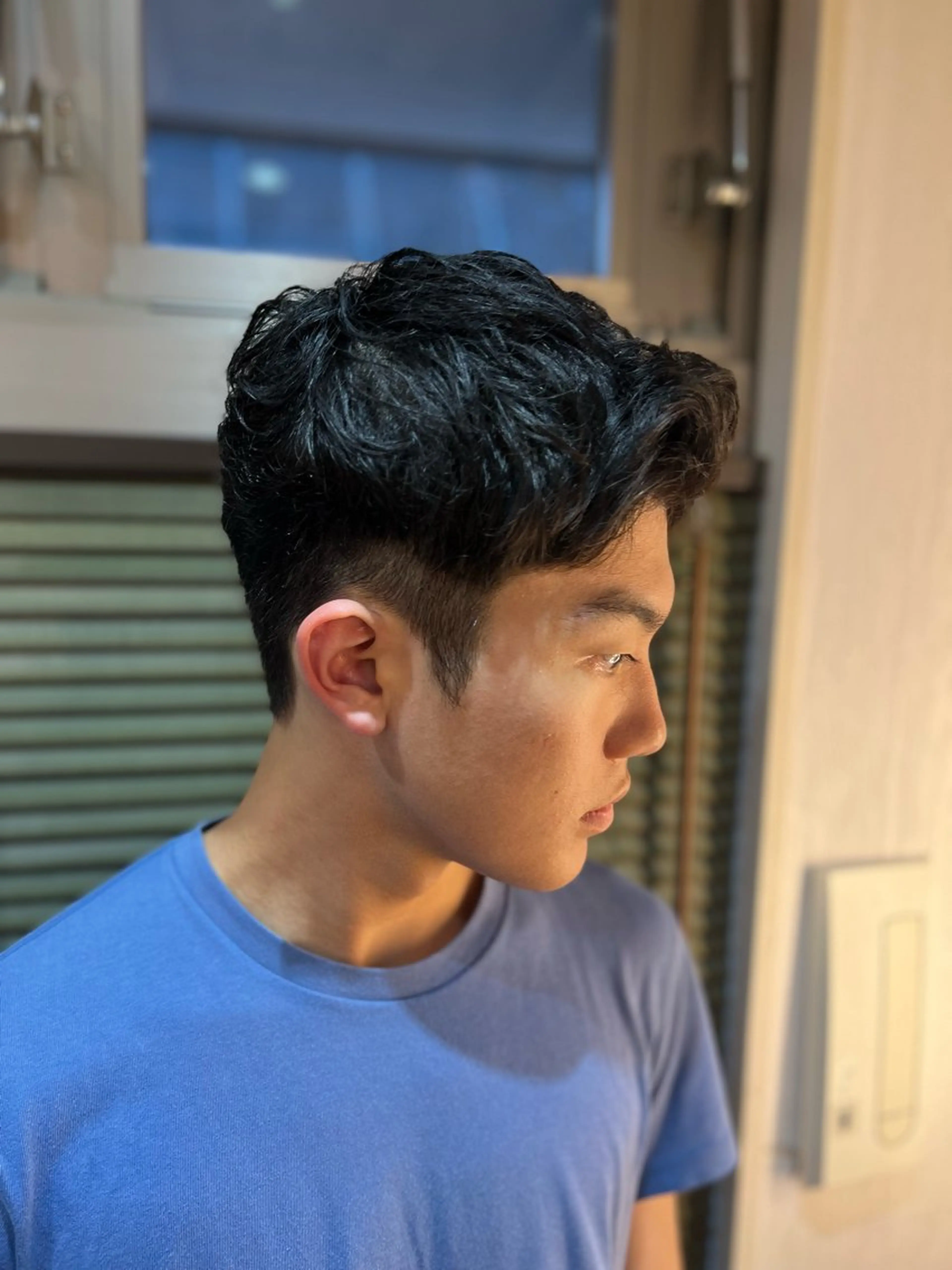 ショート メンズ アップバング メンズパーマ くせ毛 ショートヘア 木村温人 カットモデル募集中のヘアスタイル