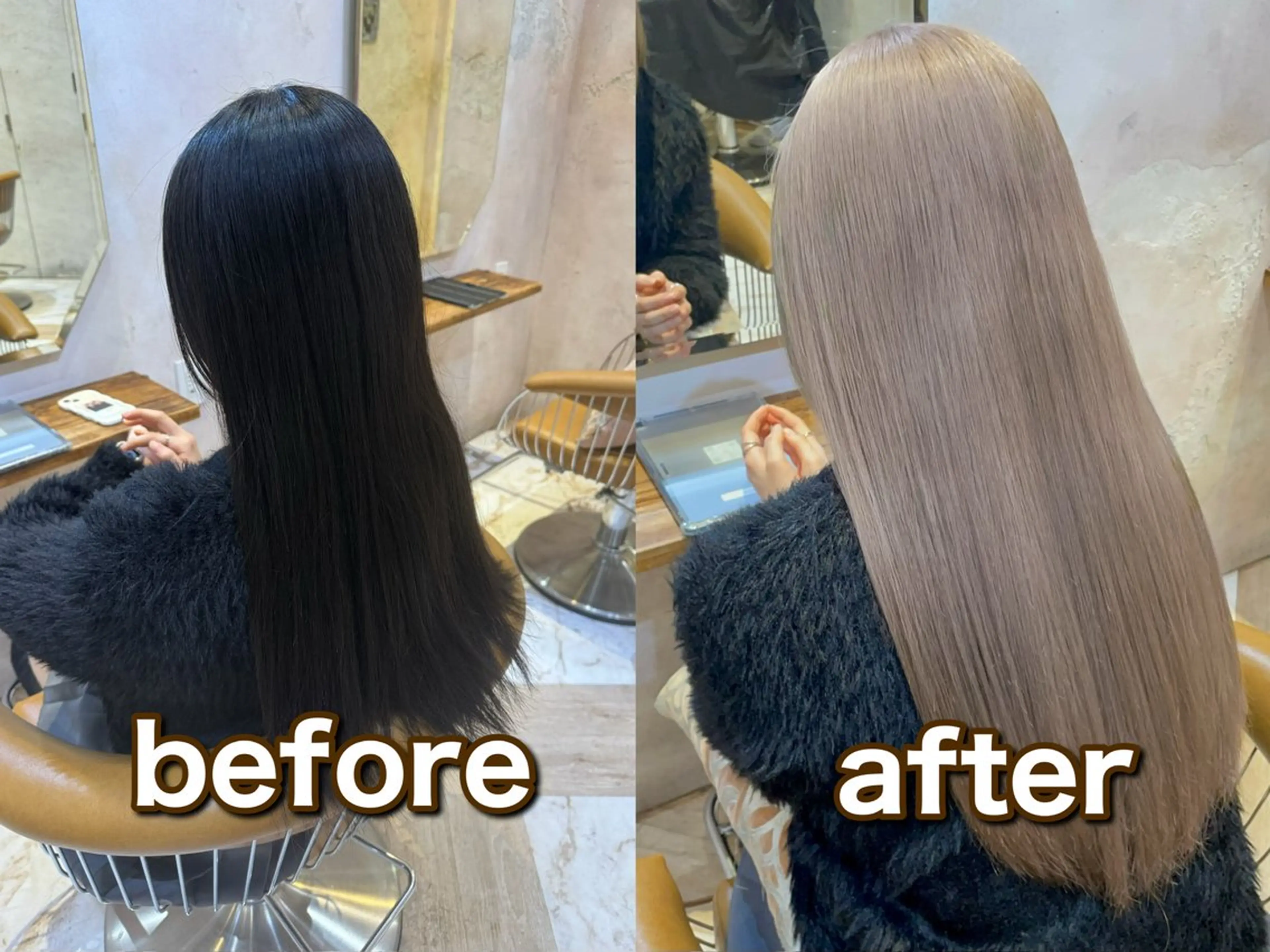 ロング カラー ダブルカラー グレージュ ミルクティーグレージュ 透明感カラー/ 艶髪/髪質改善/ハクのヘアスタイル