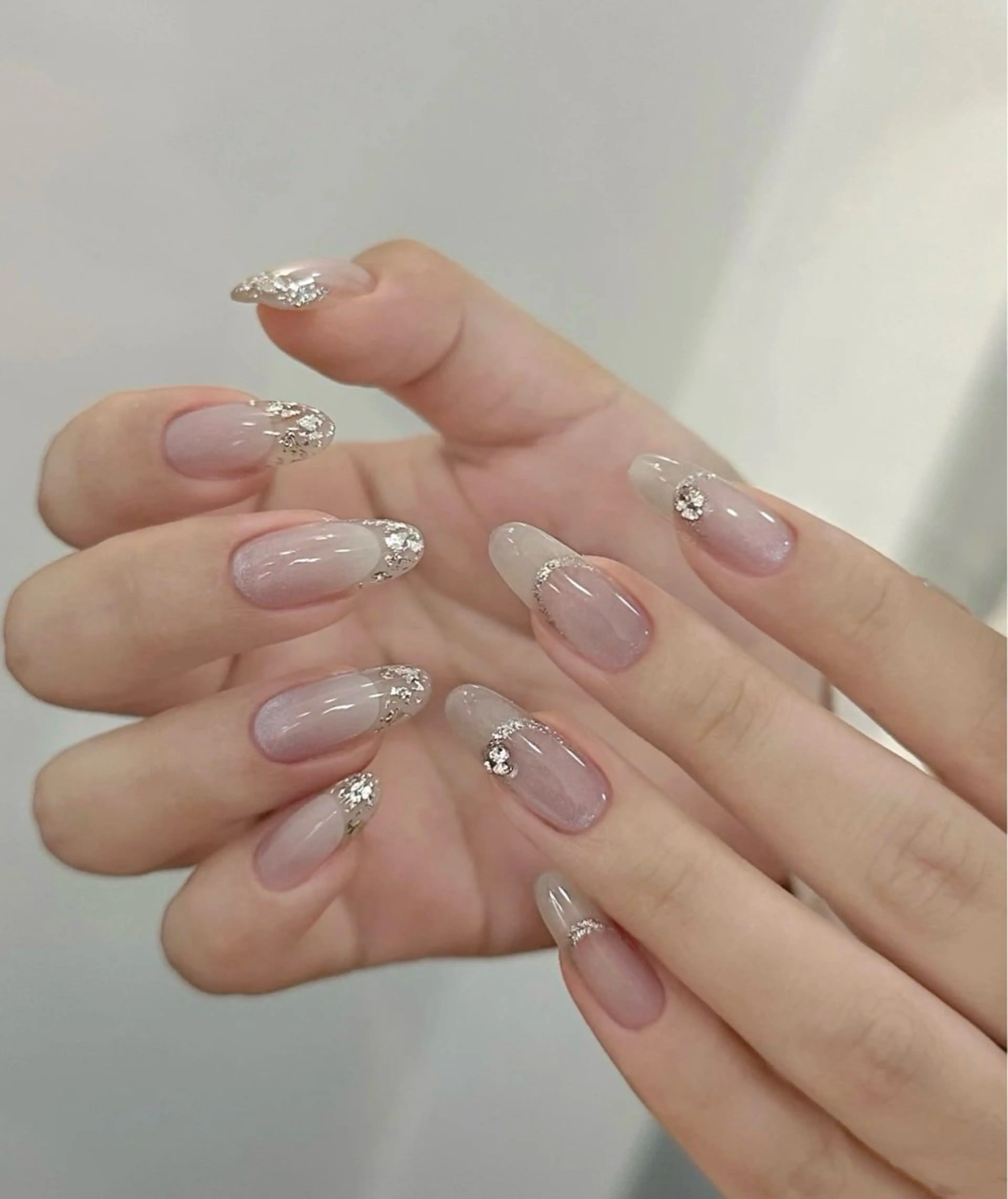 ネイル フラワーネイル フレンチネイル ジェルネイル ガラスフレンチ ハート ハンドネイル BabyYouMi nailのネイルデザイン
