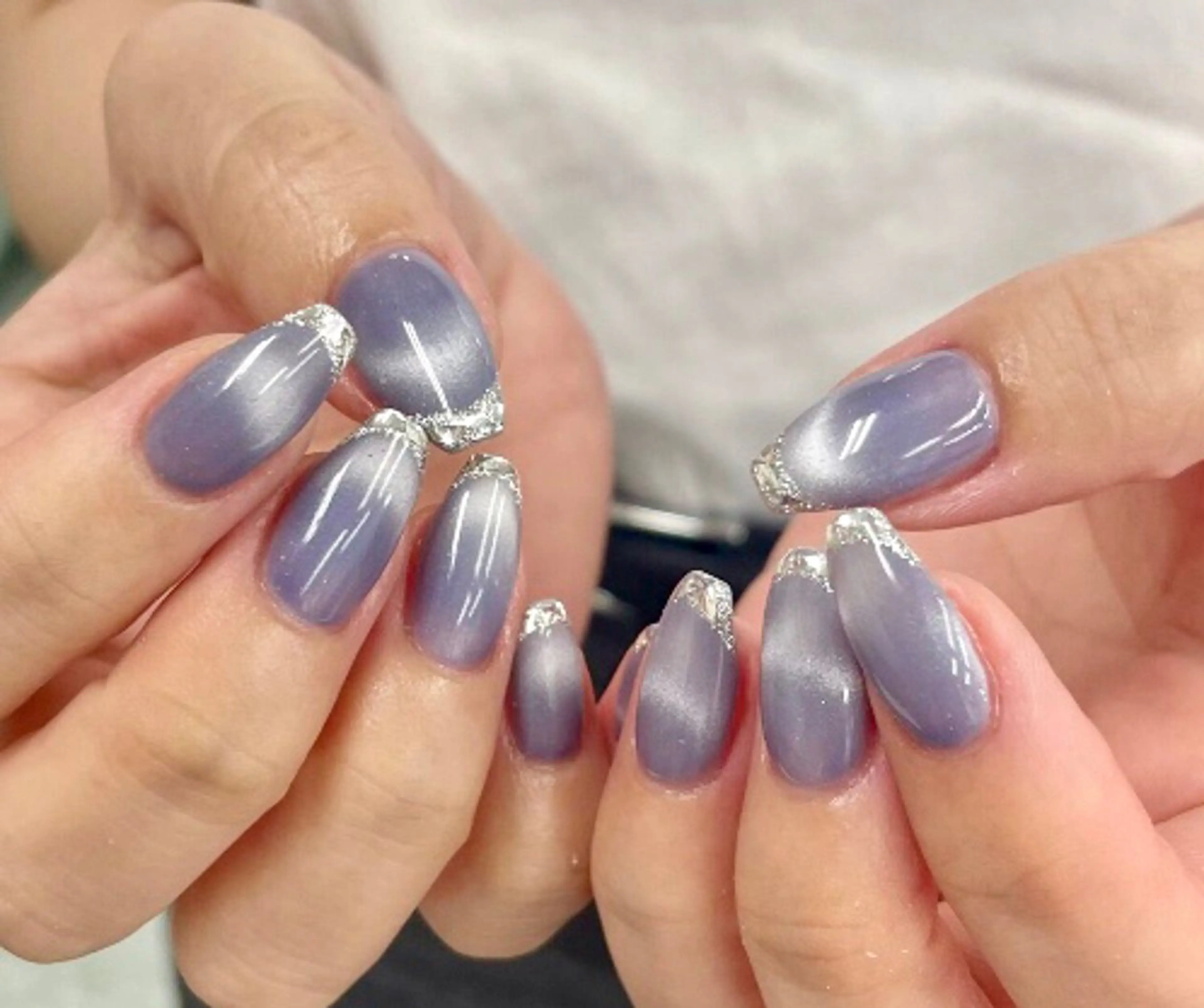 ネイル フレンチネイル ガラスフレンチ マグネットネイル ハンドネイル STELLA川口店 yamazakiのネイルデザイン