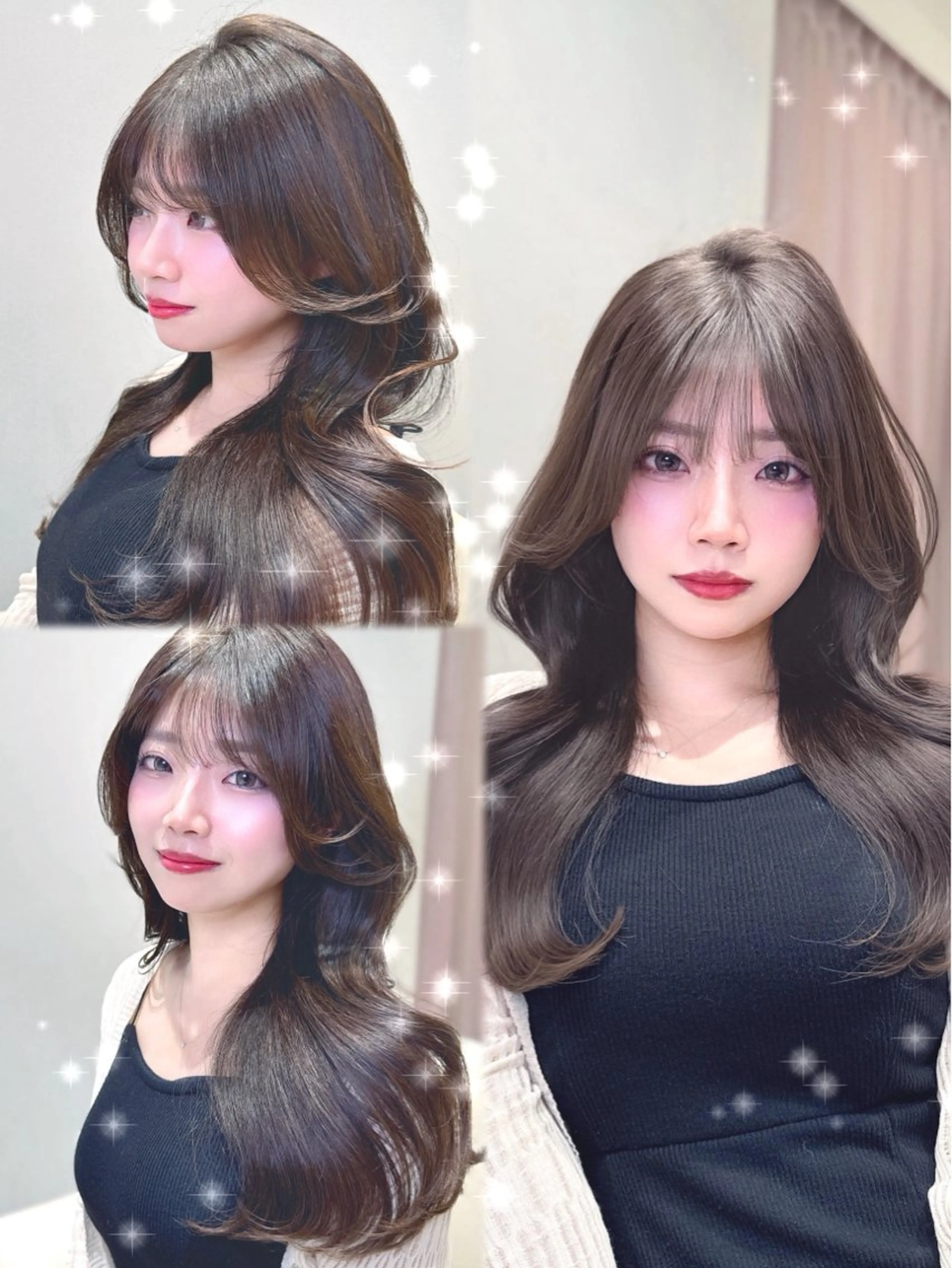 ミディアム カラー カット ヘアカラー トリートメント ヘッドスパ ヘアセット 韓国ヘア/レイヤー/ 顔まわり/りょーとのヘアスタイル