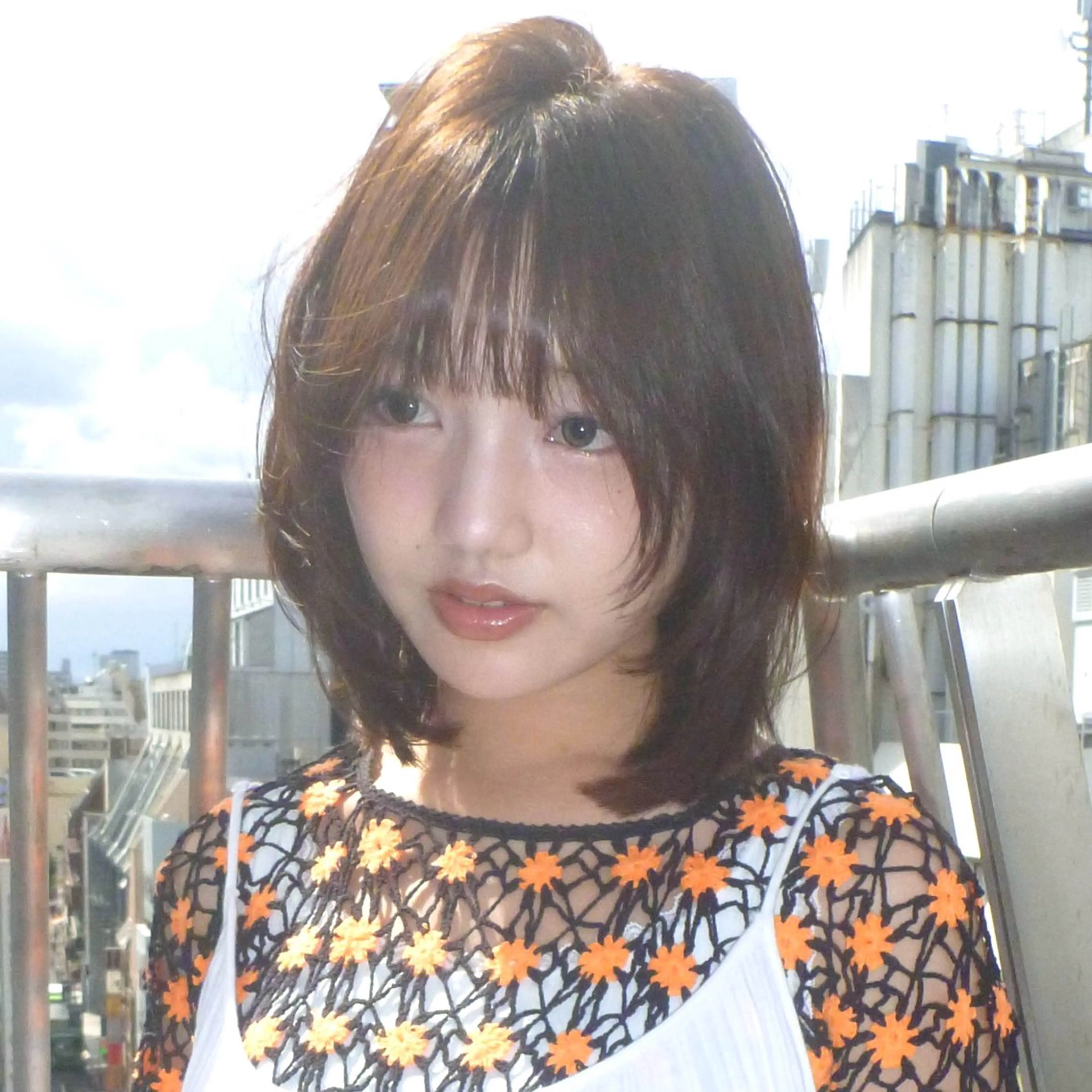 ロング カラー パーマ 黒髪 カット パーマ 縮毛矯正 momo もものヘアスタイル