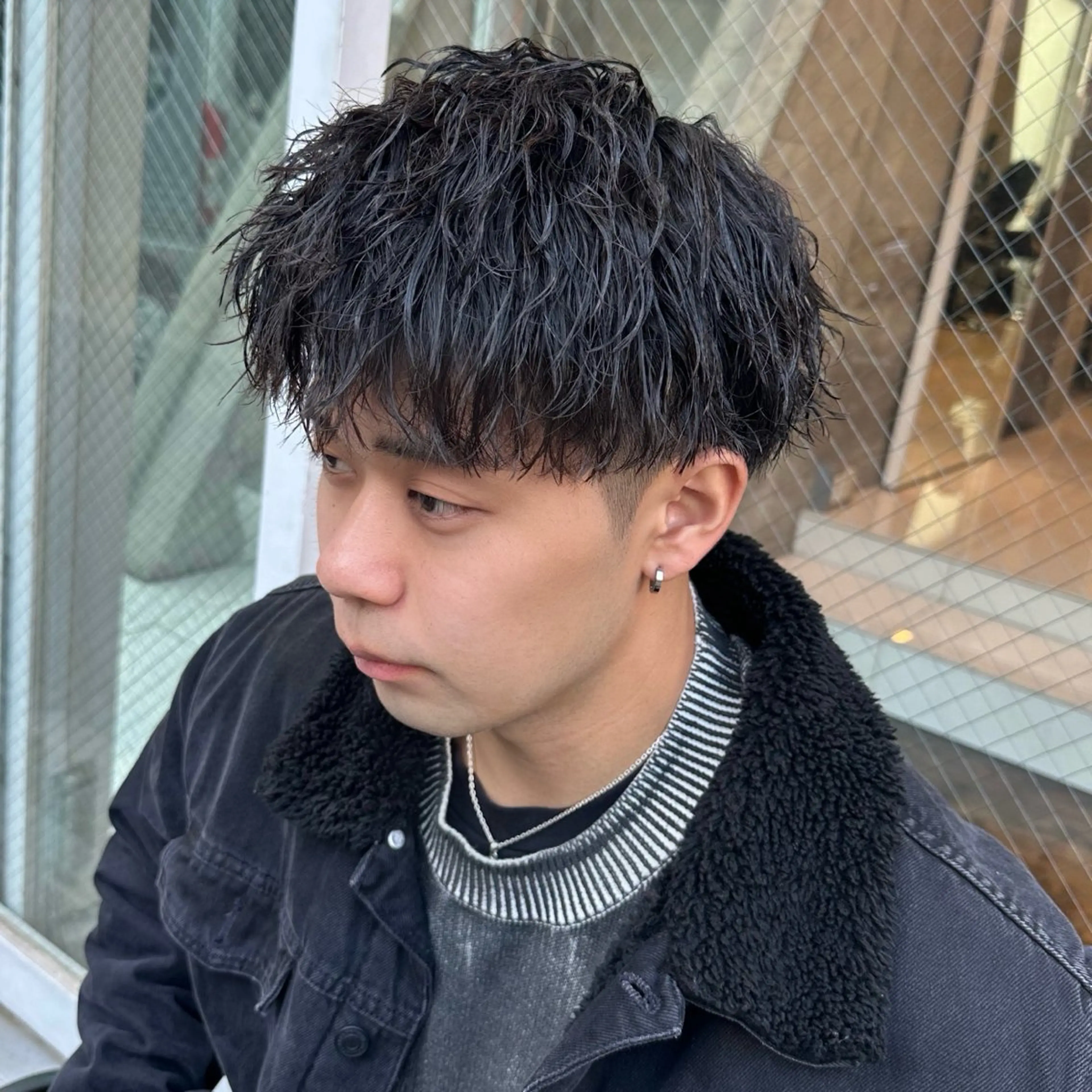 ショート パーマ メンズ マッシュ カット パーマ トリートメント ツイスパ/メンズ パーマ/歩夢のヘアスタイル