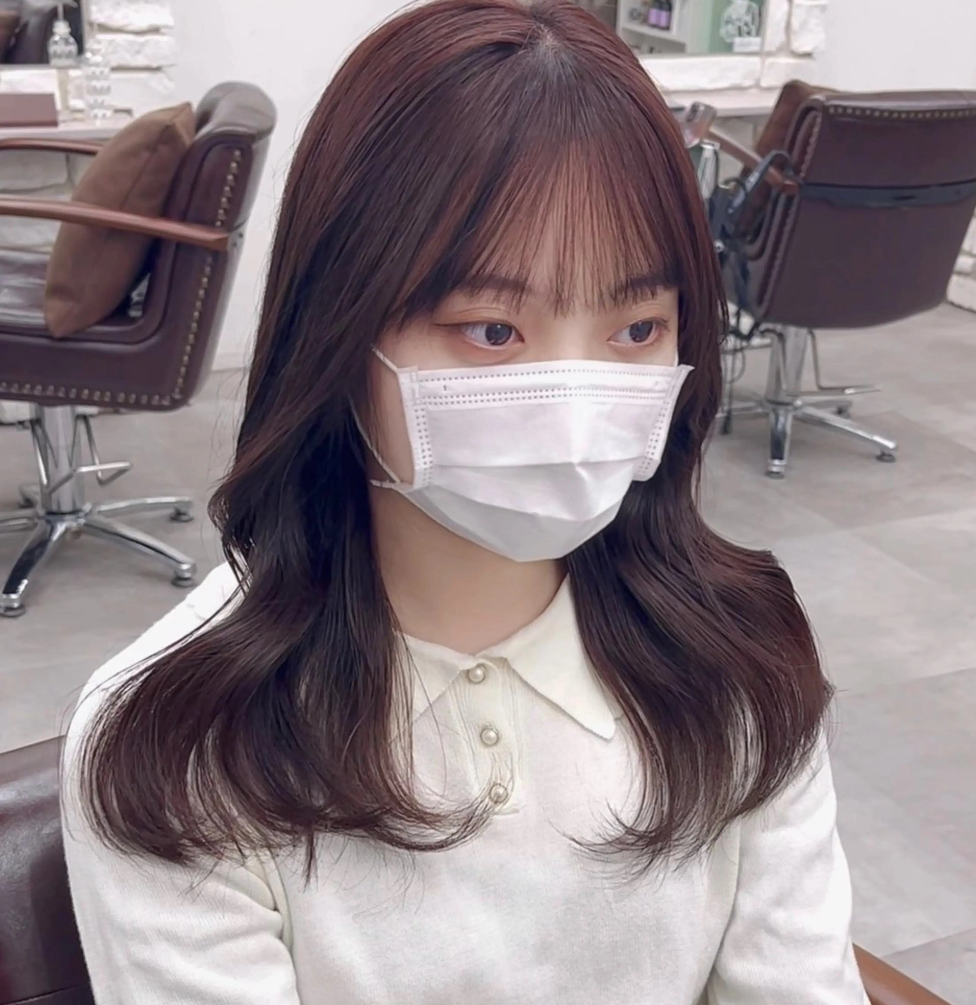 ロング カラー ブラウンカラー ピンクカラー ピンクブラウン カット ヘアカラー トリートメント 巻ける髪質改善で美髪 にデザイン✨/よしみのヘアスタイル