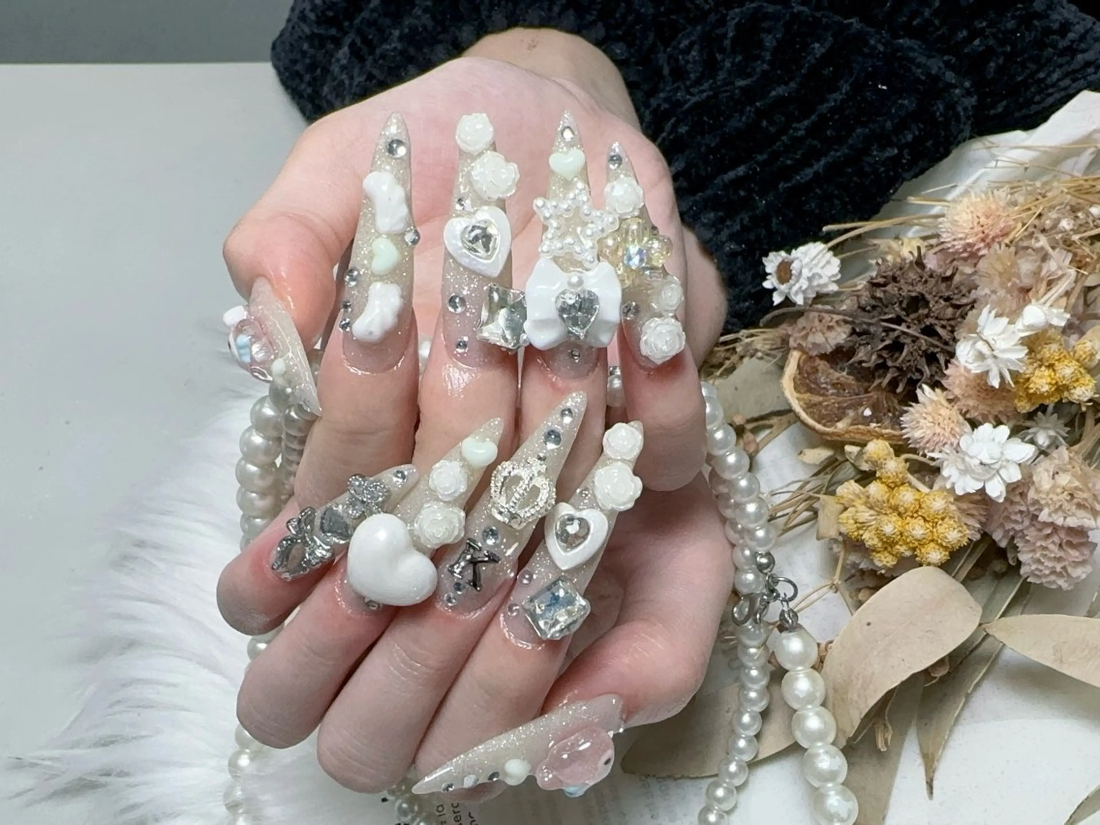 ネイル 長さ出し フレンチネイル ジェルネイル ガラスフレンチ 韓国ネイル For U nail スカルプ専門店のネイルデザイン